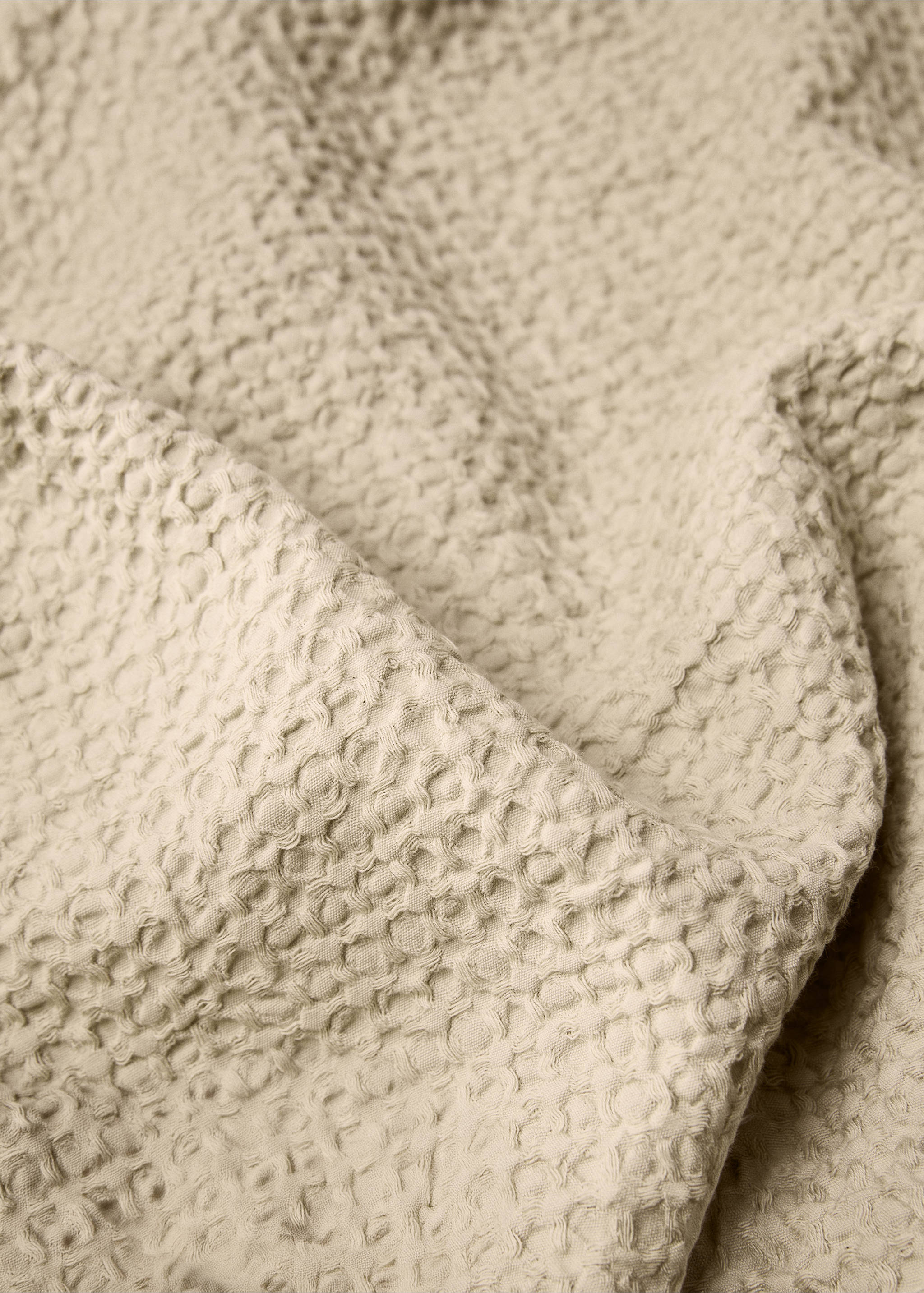 Bettbezug aus Baumwoll-Perkal in Waffel-Optik für 150/160 cm Bett - Detail des Artikels 1, Sandfarben. Ref: 87032927-00.