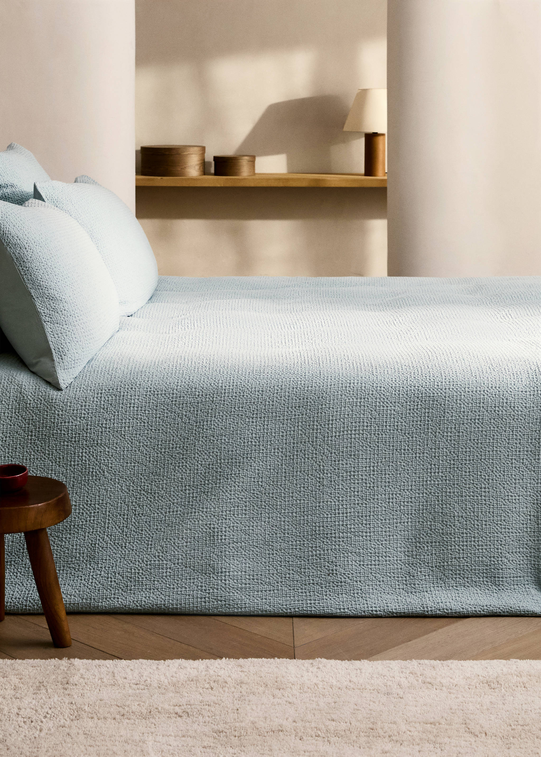 Funda nórdica algodón percal waffle cama 150/160 cm - Plano general