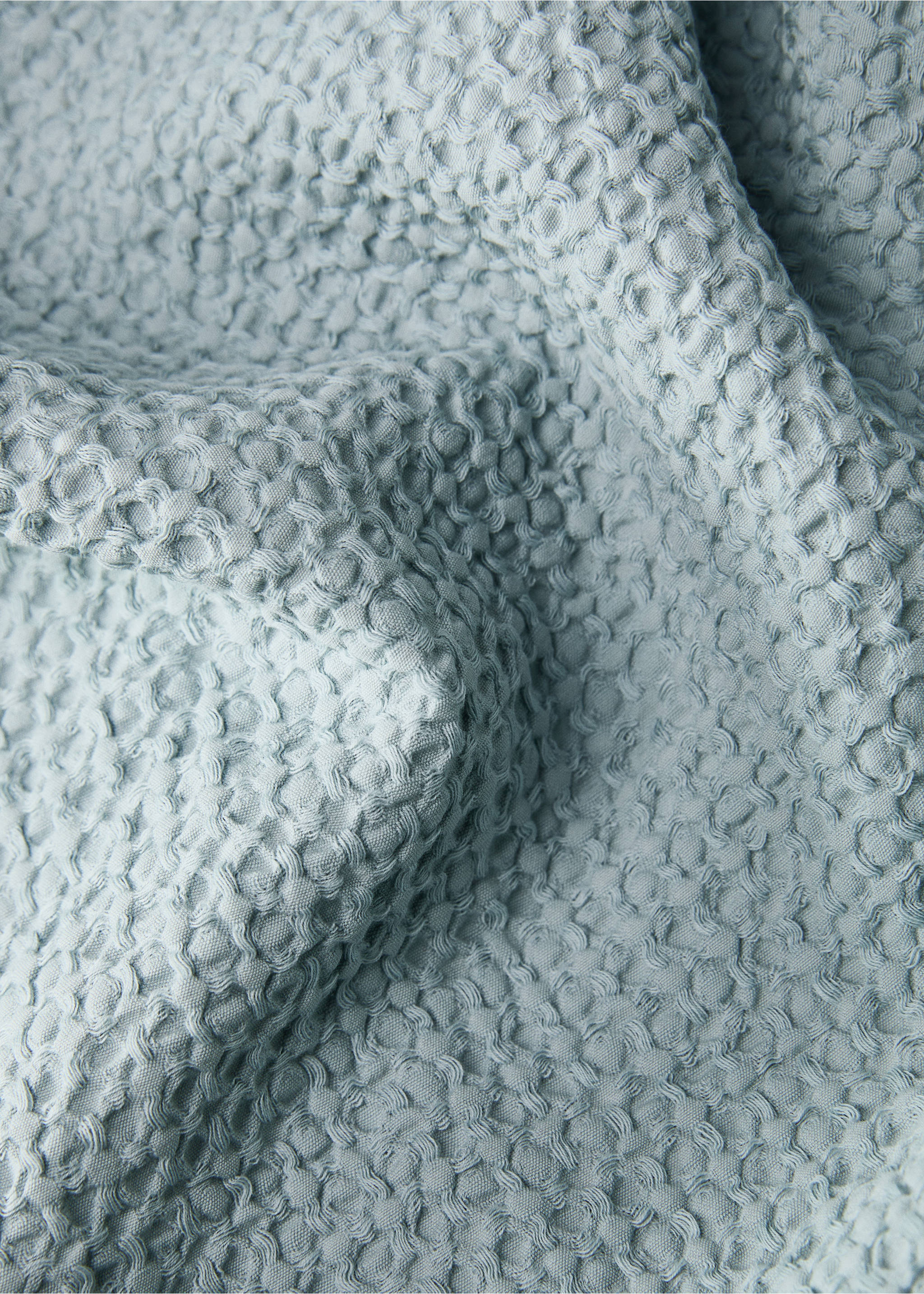 Bettbezug aus Baumwoll-Perkal in Waffel-Optik für 150/160 cm Bett - Detail des Artikels 1, Wassergrün. Ref: 87032927-00.