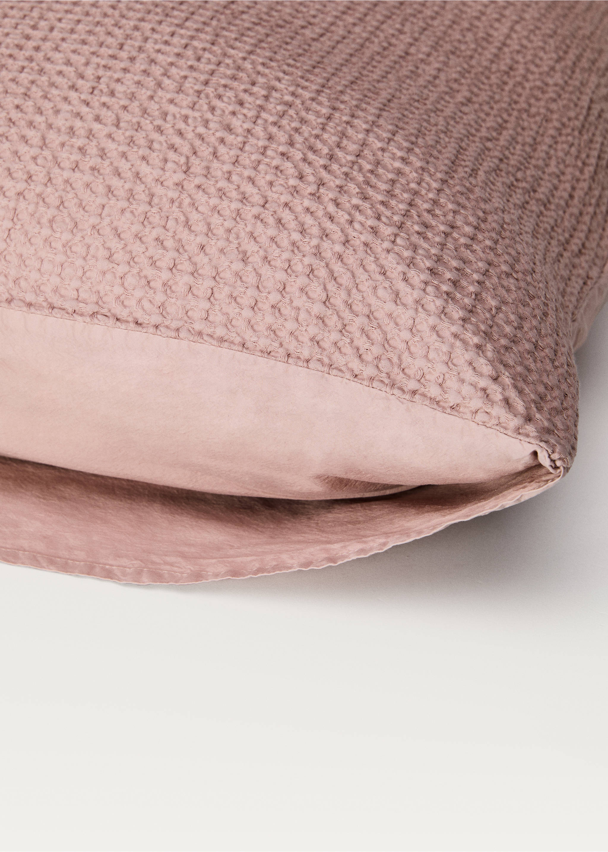 Deux taies d'oreiller en percale de coton gaufré 50x75 cm - Détail de l'article 3, Rose. Ref: 87032929-00.