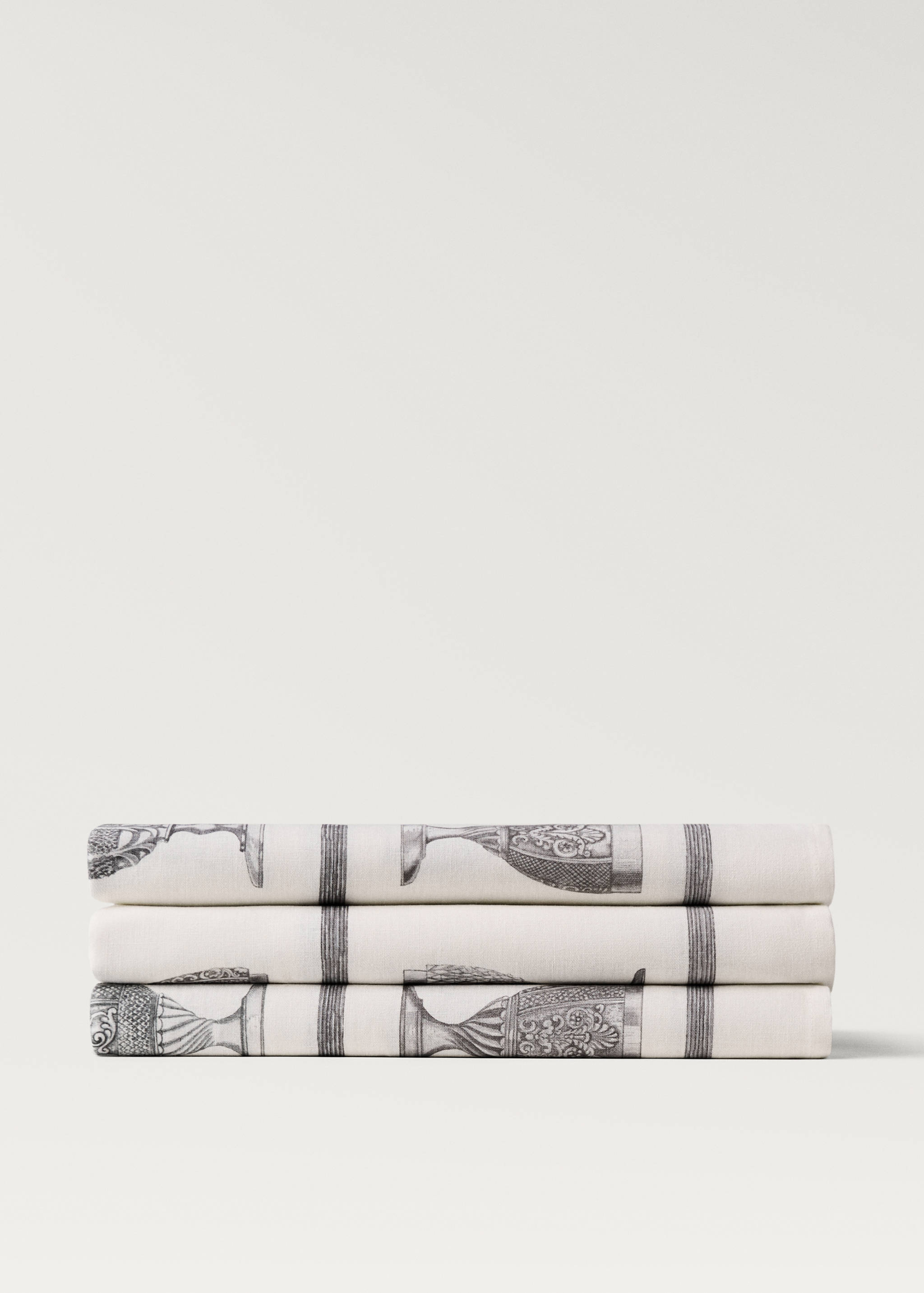 Tischdecke aus Leinen und Baumwolle mit Tassenmuster für 8 bis 10 Personen - Artikel ohne Model