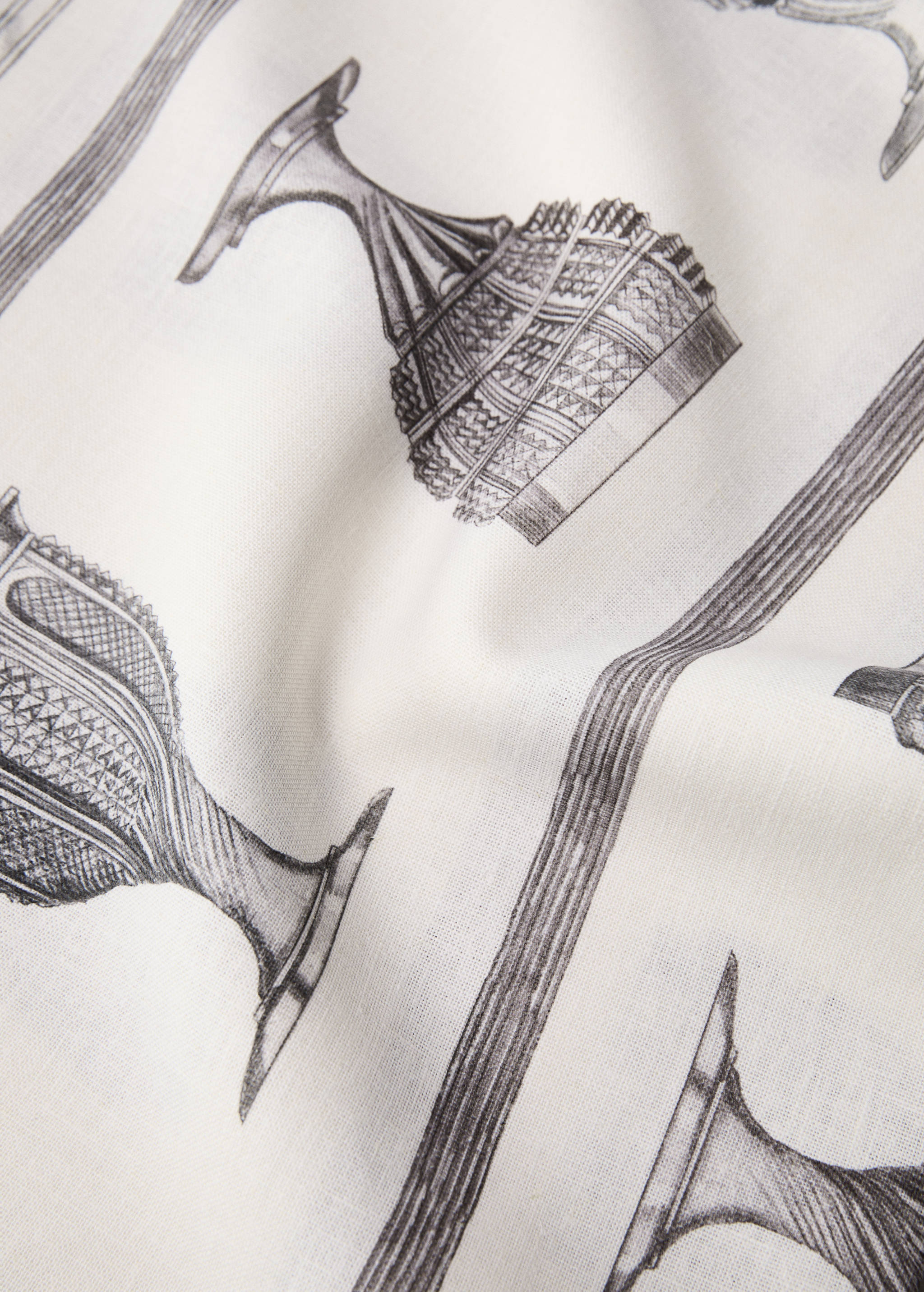 Tischdecke aus Leinen und Baumwolle mit Tassenmuster für 8 bis 10 Personen - Detail des Artikels 1