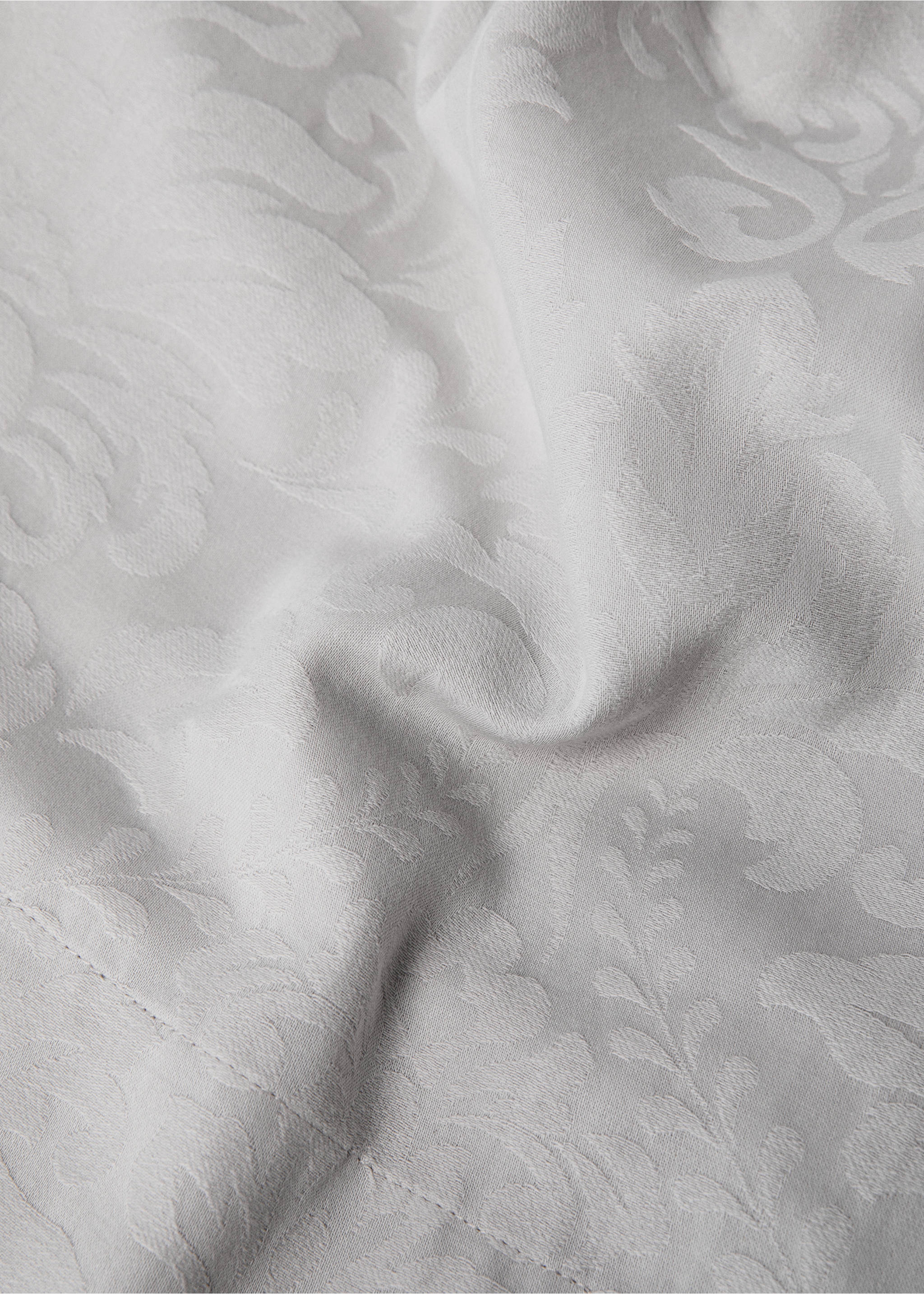 Nappe ronde en coton jacquard fleuri pour 4 à 6 convives - Détail de l'article 2, Gris. Ref: 87032959-00.