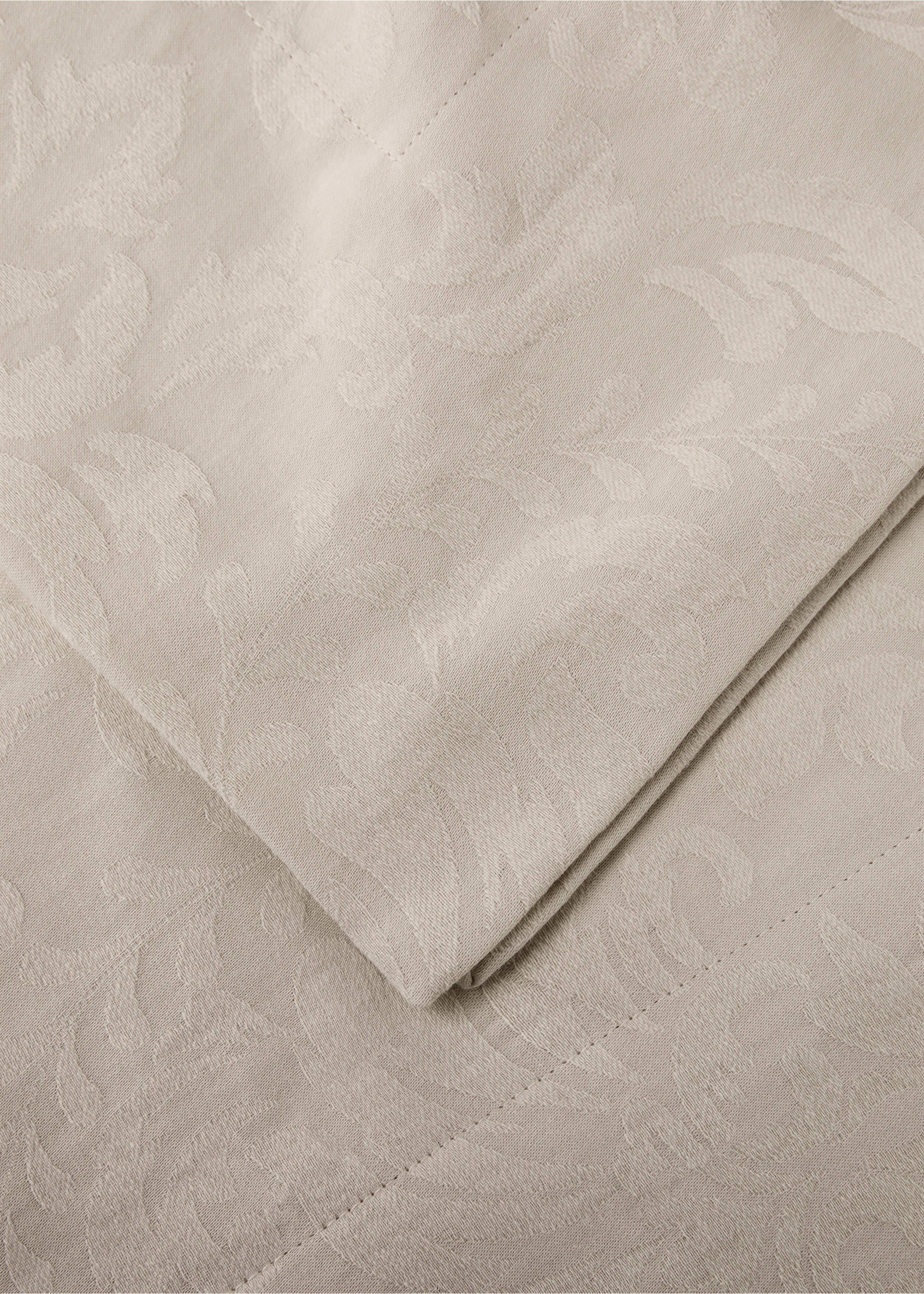 Floral jacquard cotton tablecloth for 6 to 8 guests - Details of the article 1, Beige. Ref: 87032960-00.