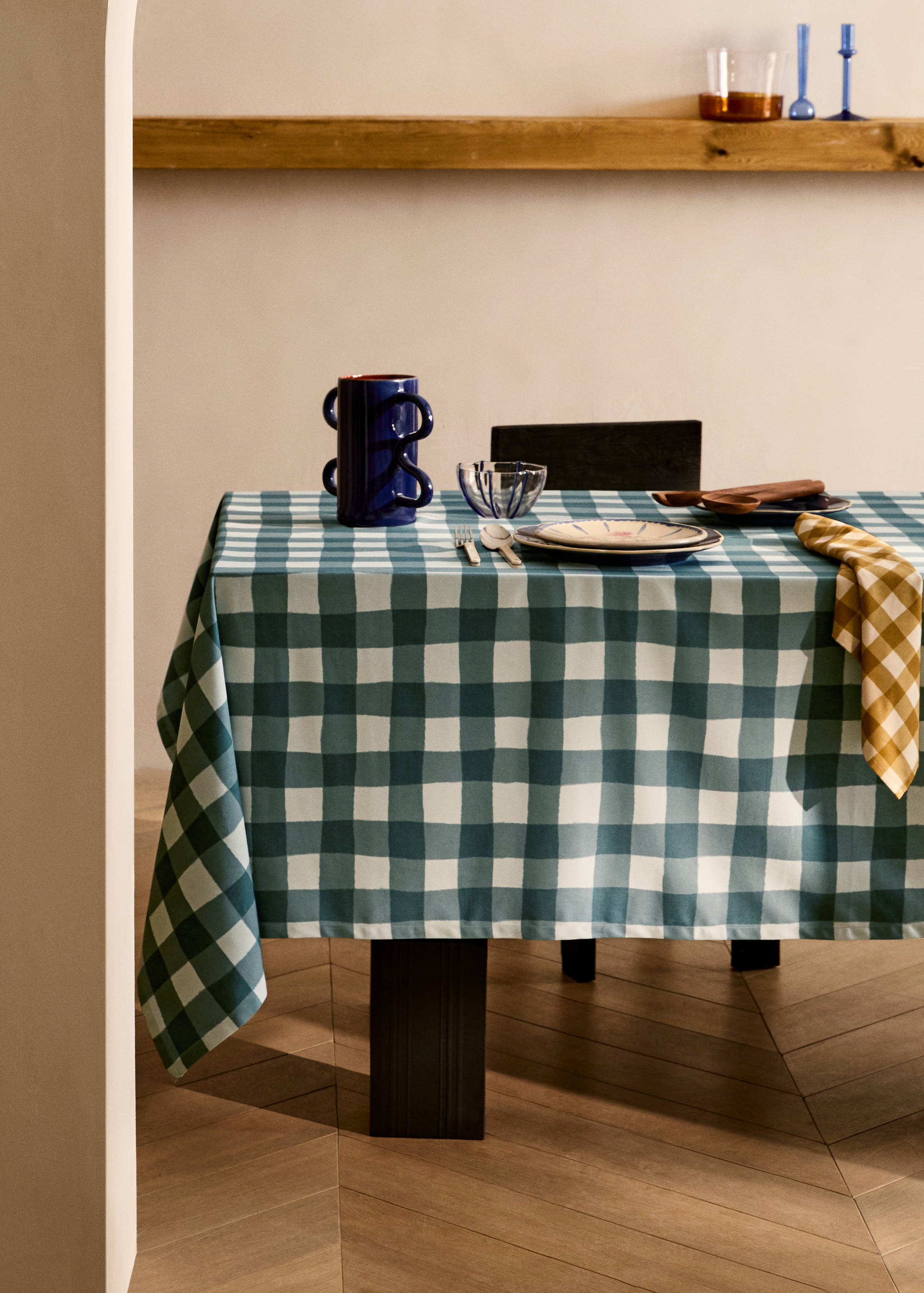 Karierte Baumwolltischdecke für 6 bis 8 Tischgäste - Allgemeine Ansicht