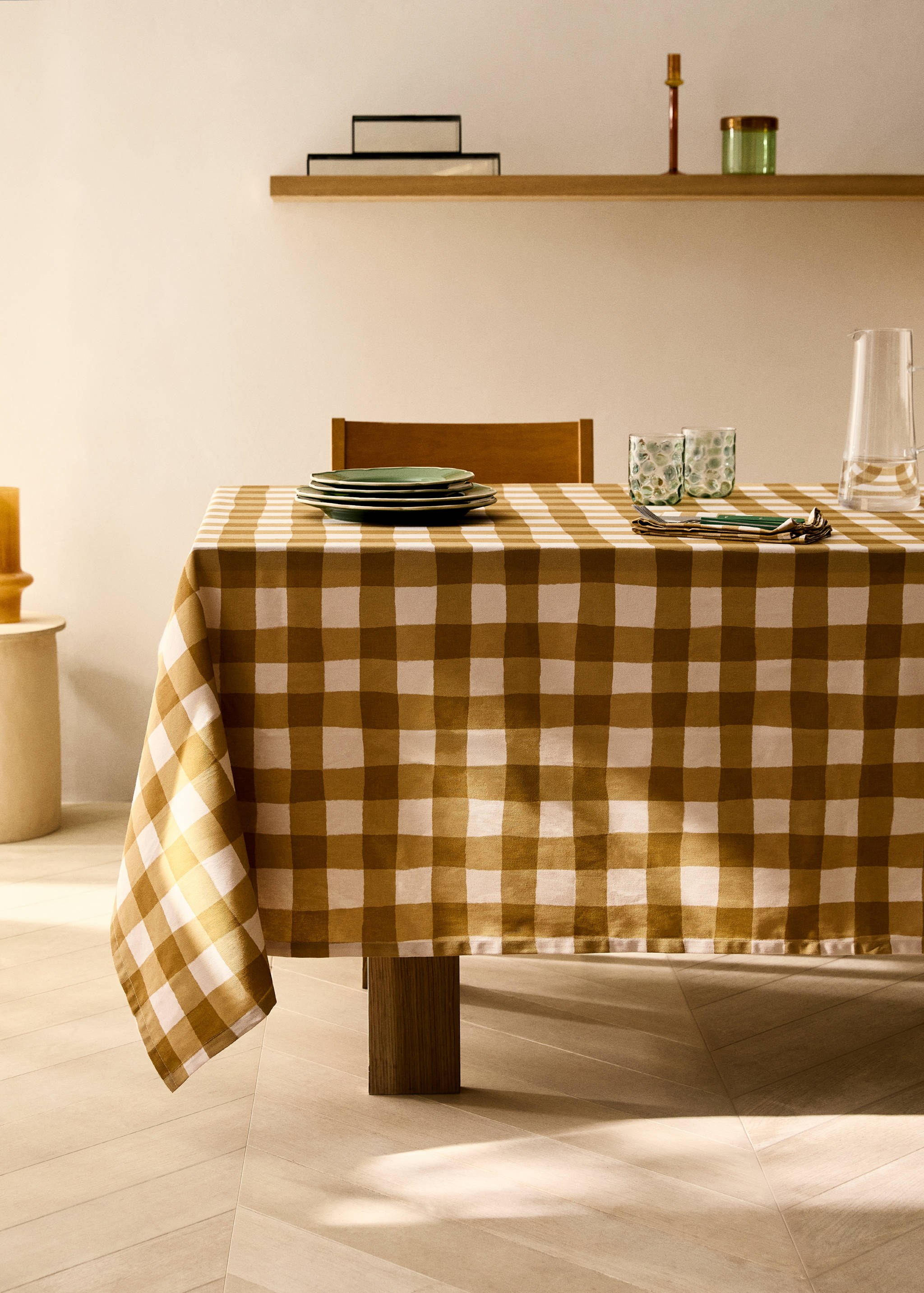 Karierte Baumwolltischdecke für 6 bis 8 Tischgäste - Allgemeine Ansicht