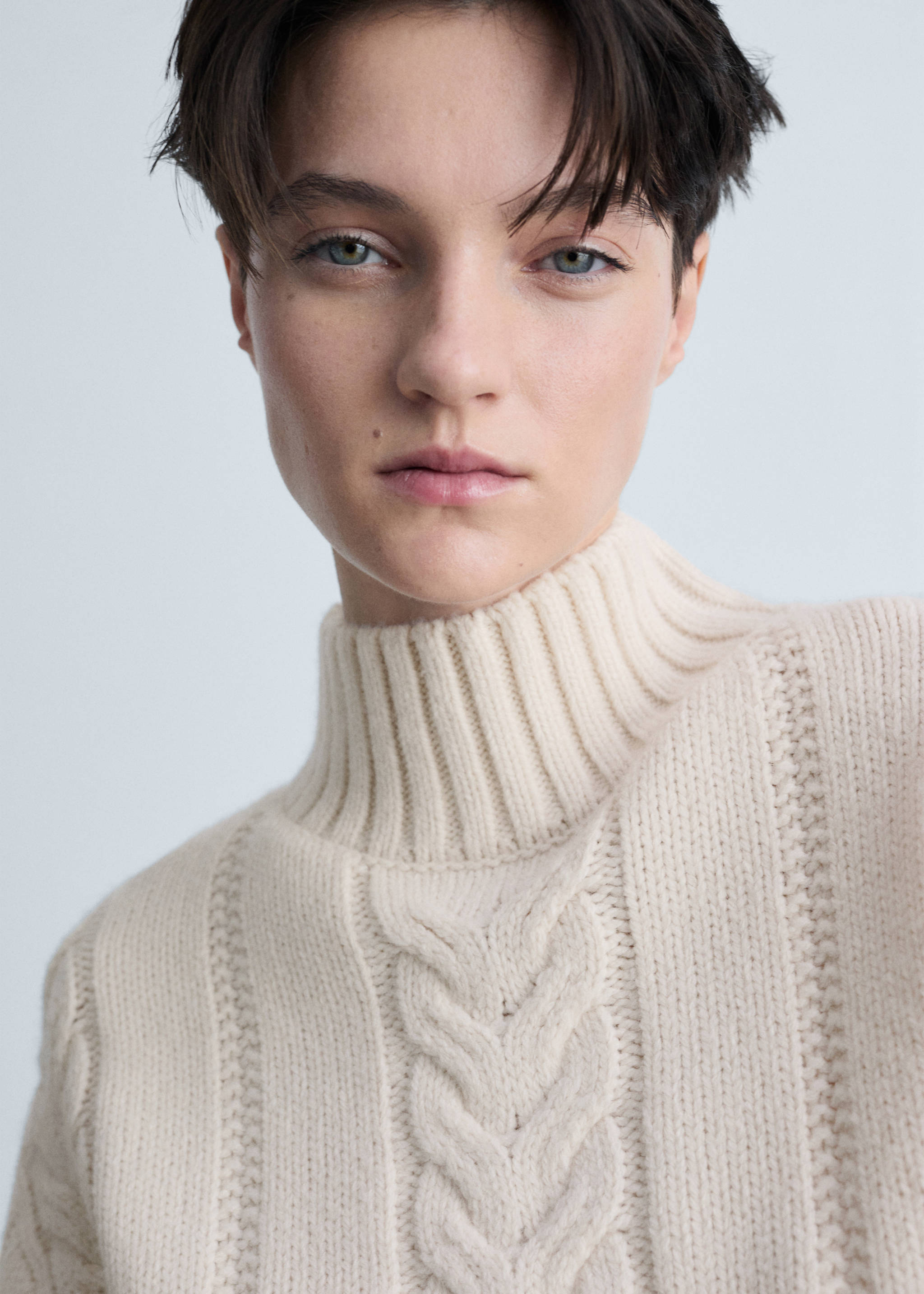 Braided sweater with perkins neck - Details of the article 1