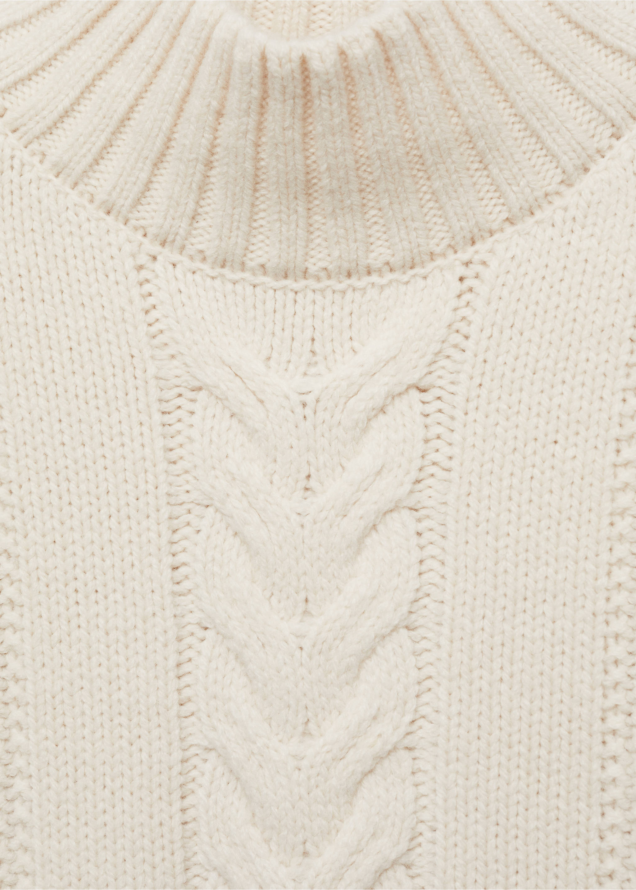 Braided sweater with perkins neck - Details of the article 8, Ecru. Ref: 87033272-00.