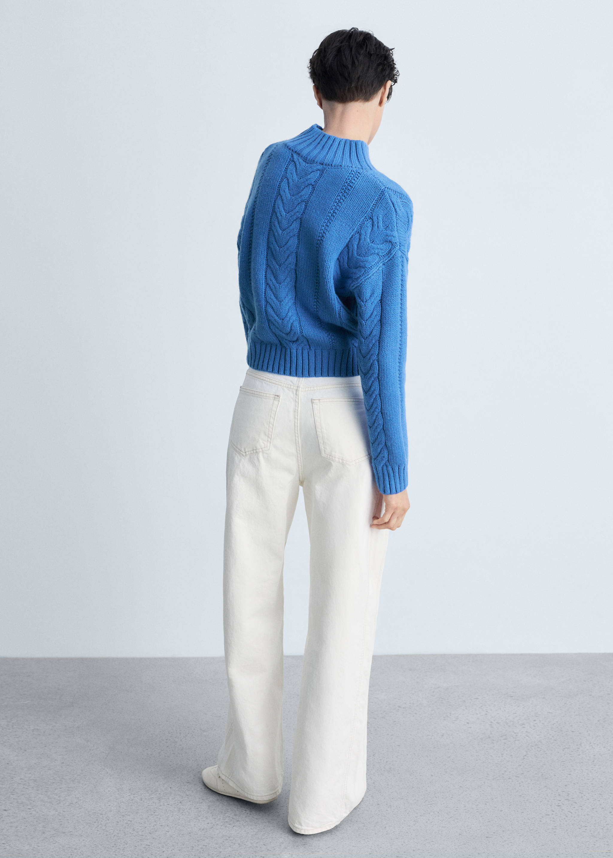 Braided sweater with perkins neck - Reverse of the article