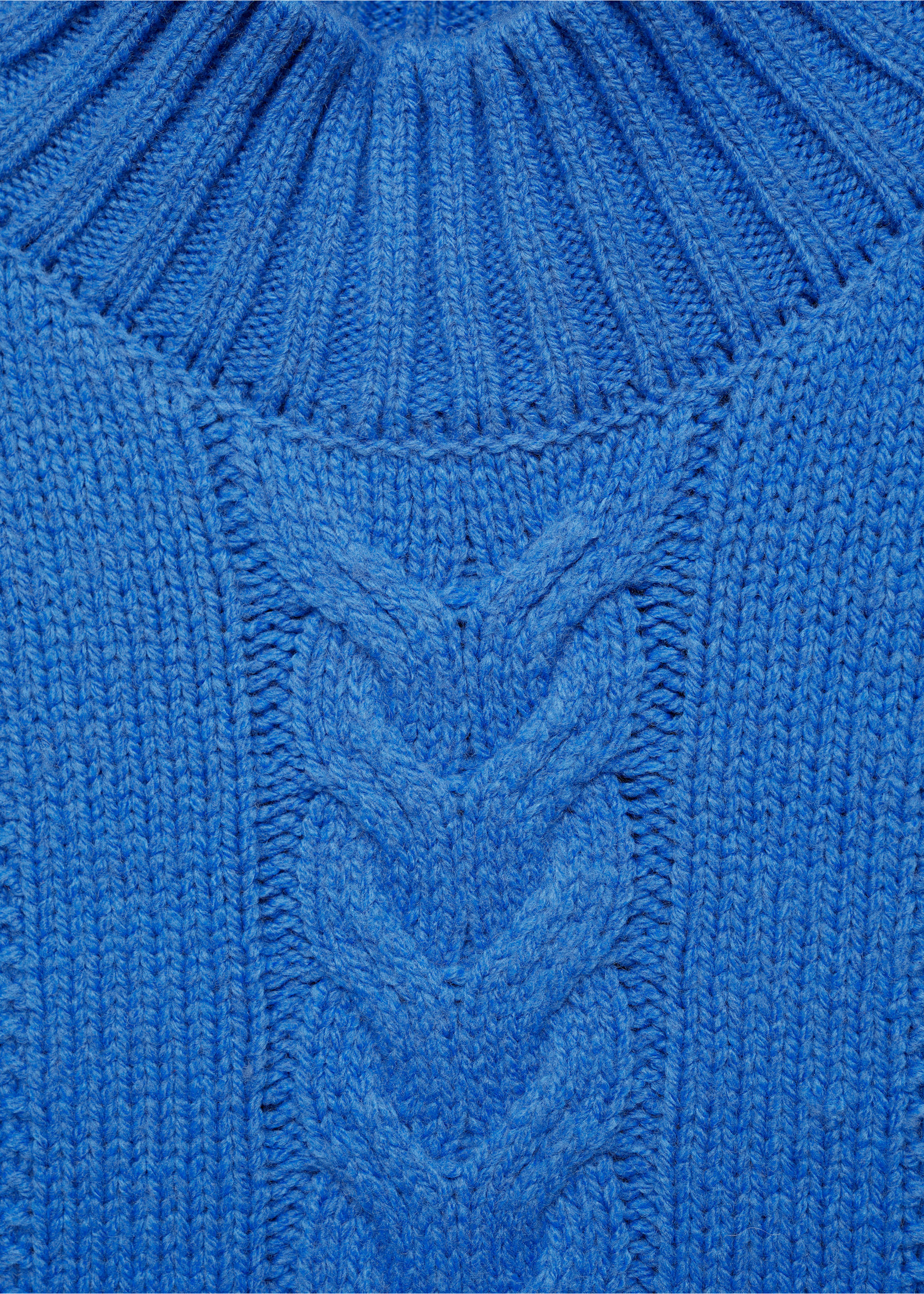 Braided sweater with perkins neck - Details of the article 8, Vibrant blue. Ref: 87033272-00.
