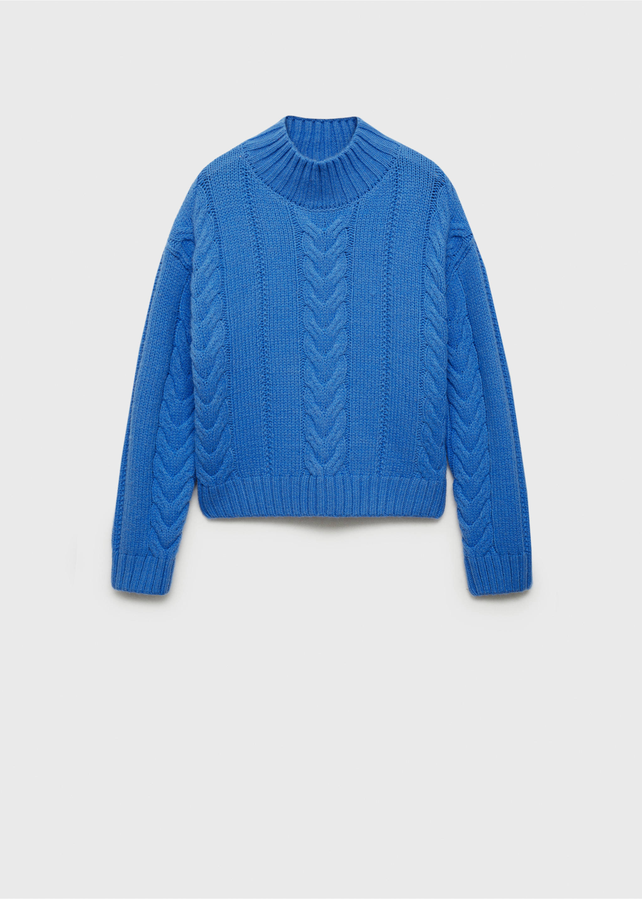 Braided sweater with perkins neck - Article without model, Vibrant blue. Ref: 87033272-00.