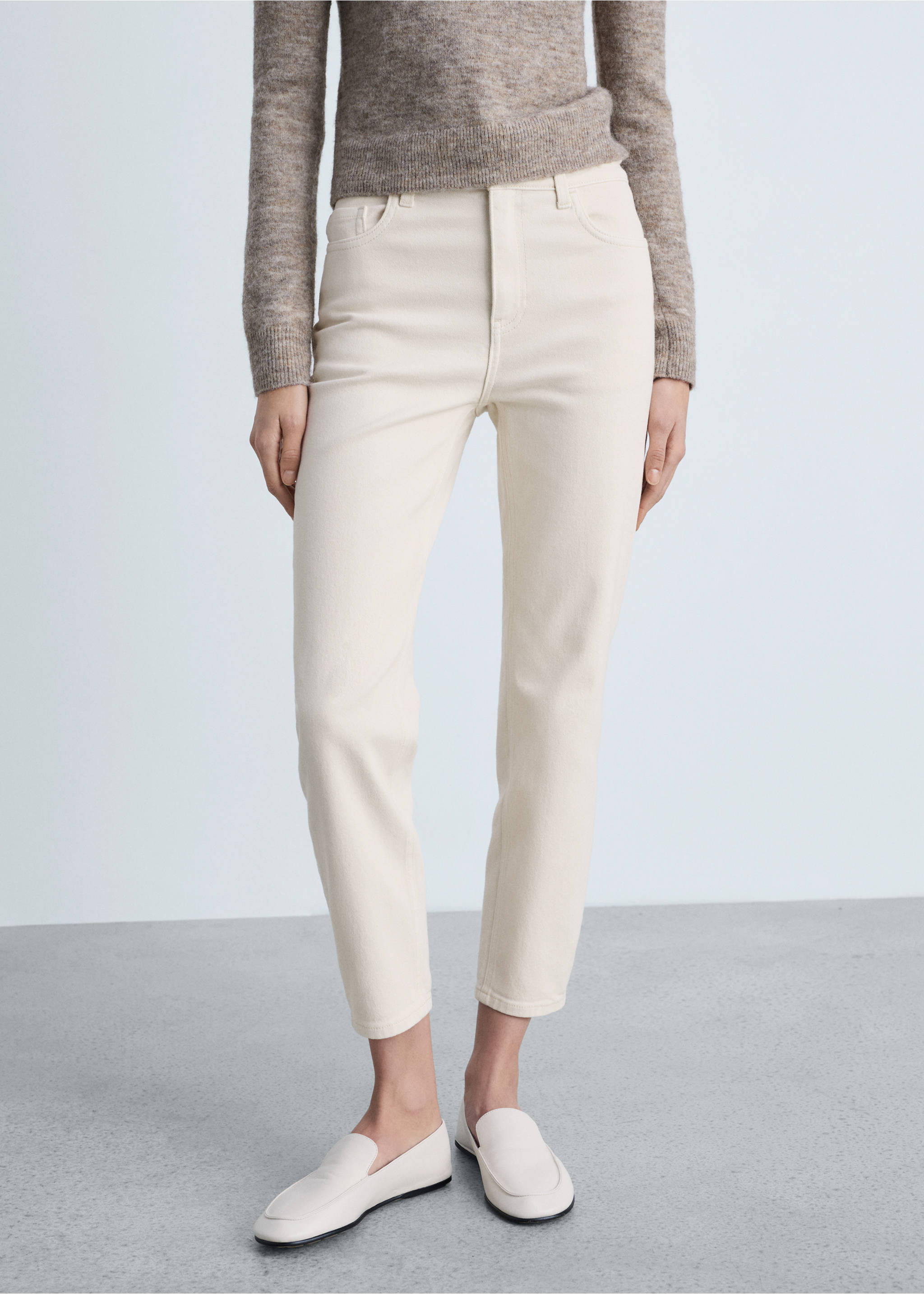 Jean Newmom confort taille haute - Plan moyen, Écru. Ref: 87033274-00.