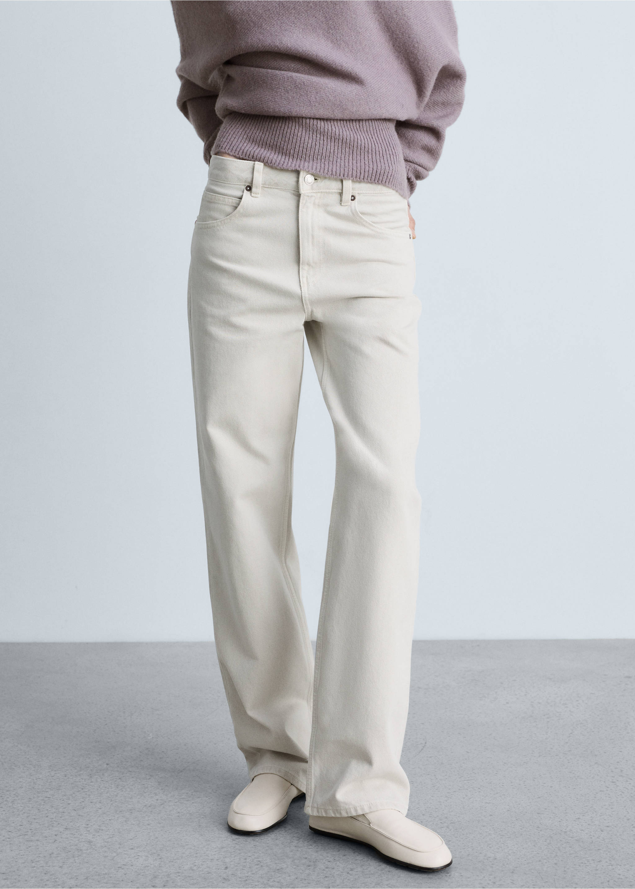 Raka jeans Miami medelhög midja - Bild av mittparti, Ljus/Pastellgrå. Ref: 87033275-00.