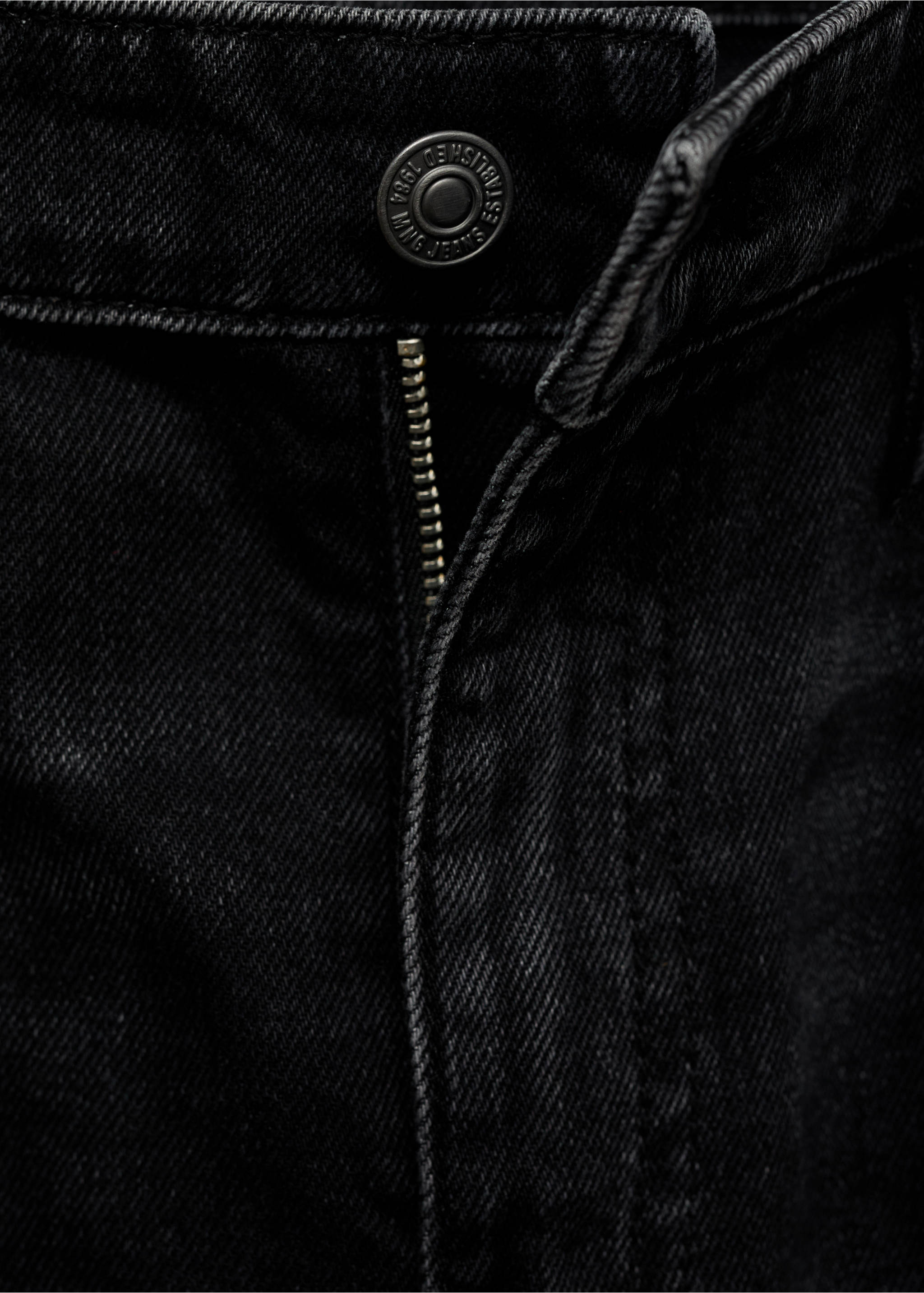 Džíny wide leg s nízkým pasem - Detail zboží 8, Black denim. Ref: 87033277-00.
