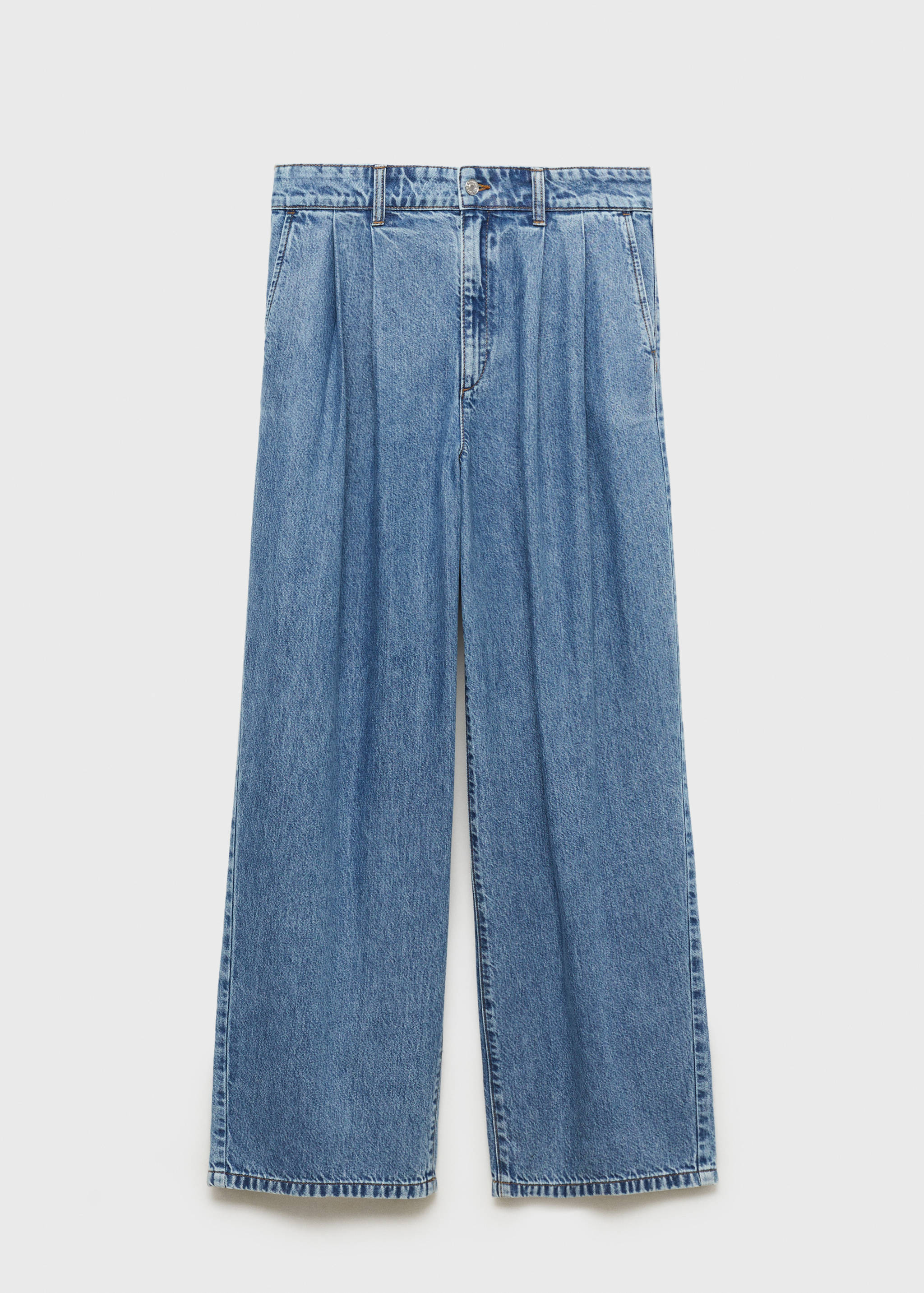 Wideleg jeans met bandplooien - Artikel zonder model