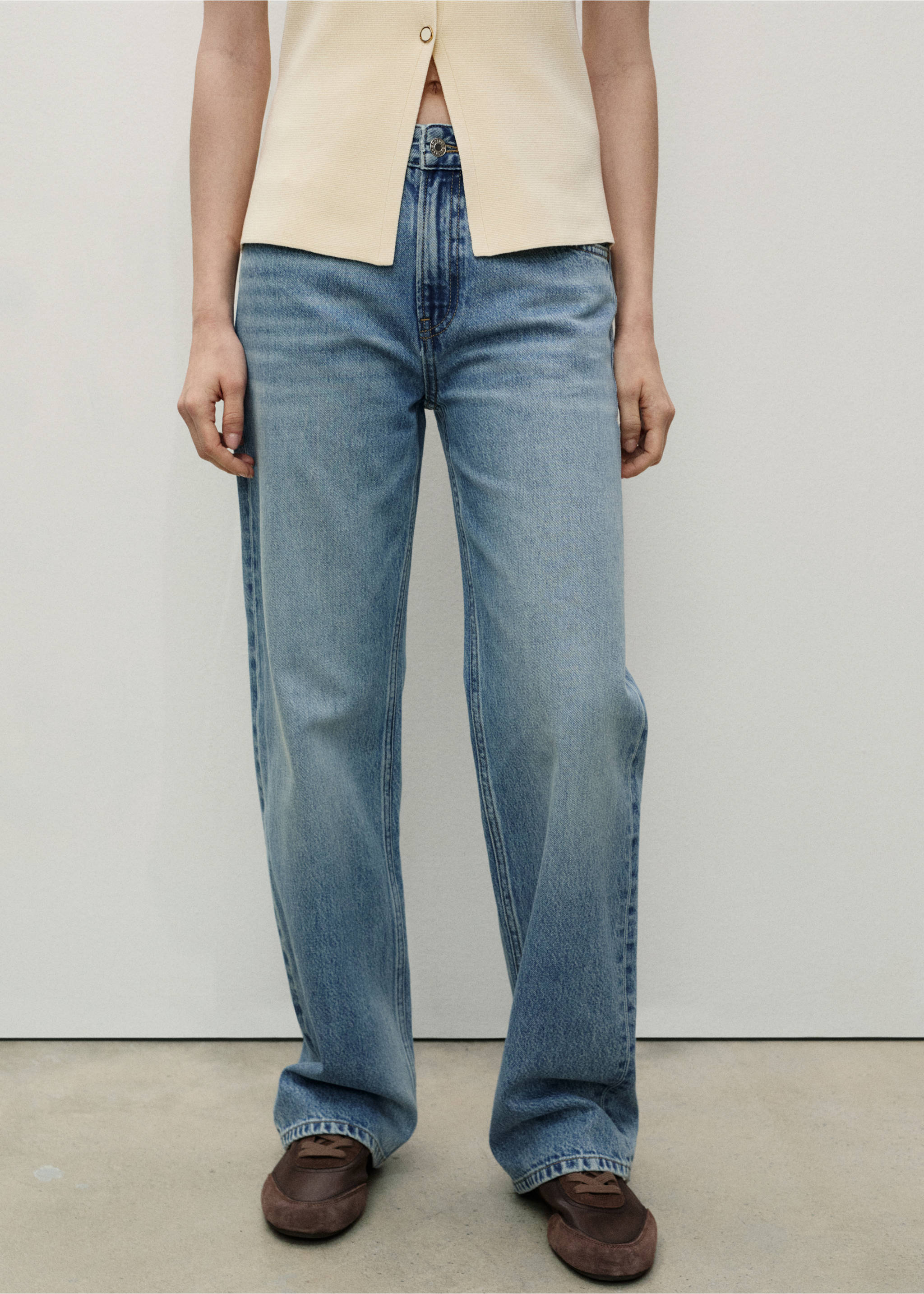 Miami medium-rise straight-fit jeans - Medium plane, Medium Blue. Ref: 87033280-00.