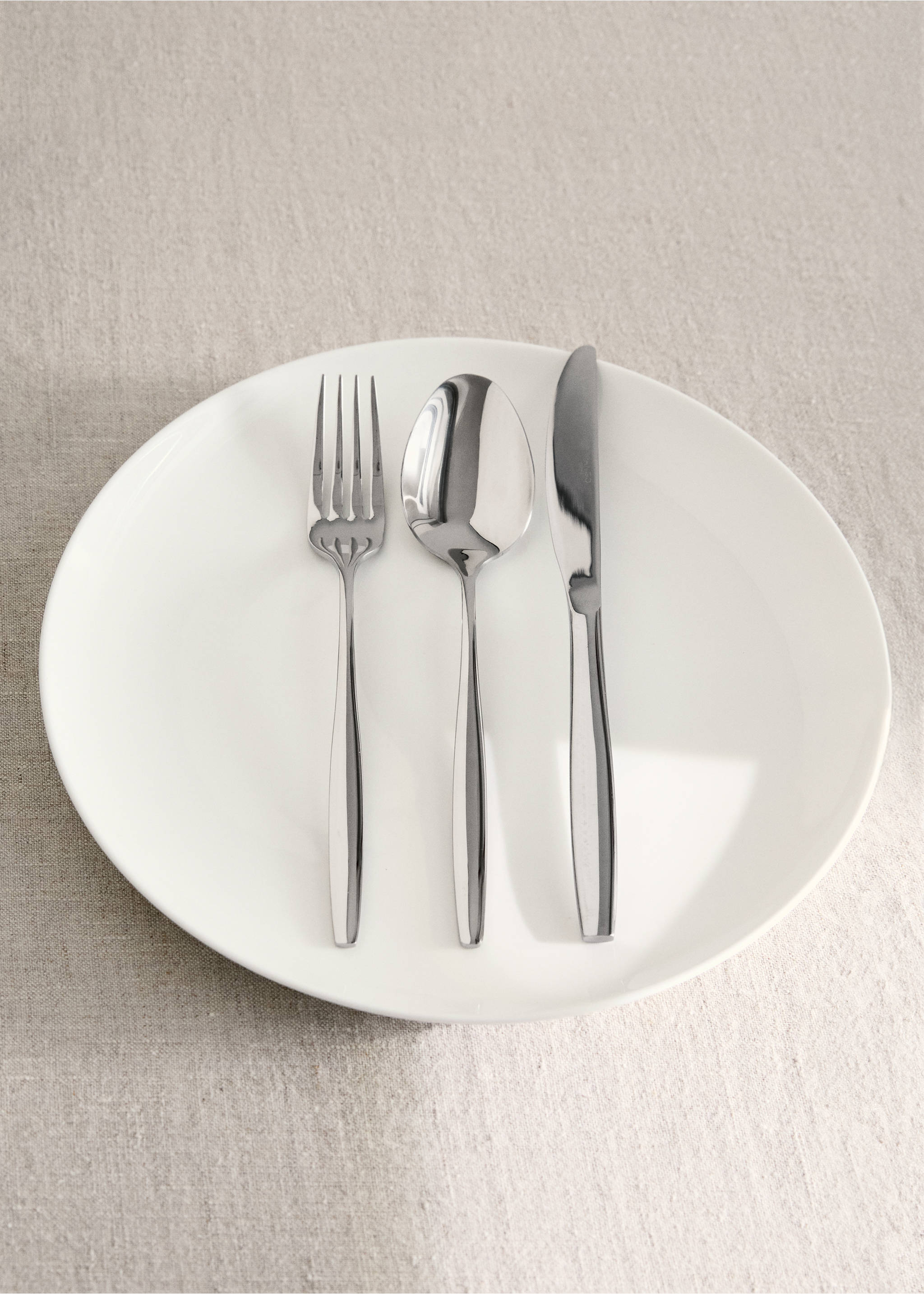 3-piece cutlery set in stainless steel with slim handles - Details of the article 7, Silver. Ref: 87033289-00.