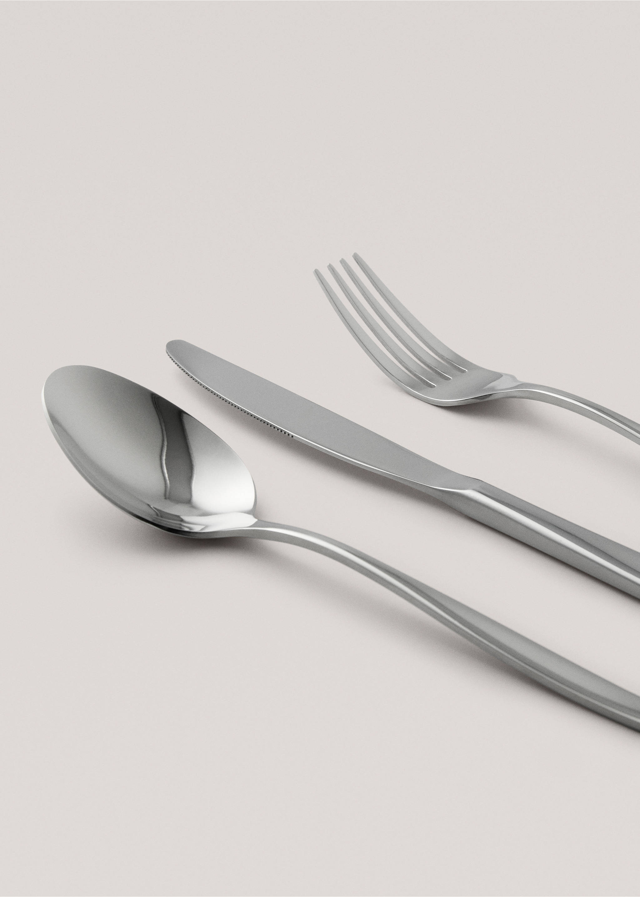 3-piece cutlery set in stainless steel with slim handles - Details of the article 1, Silver. Ref: 87033289-00.