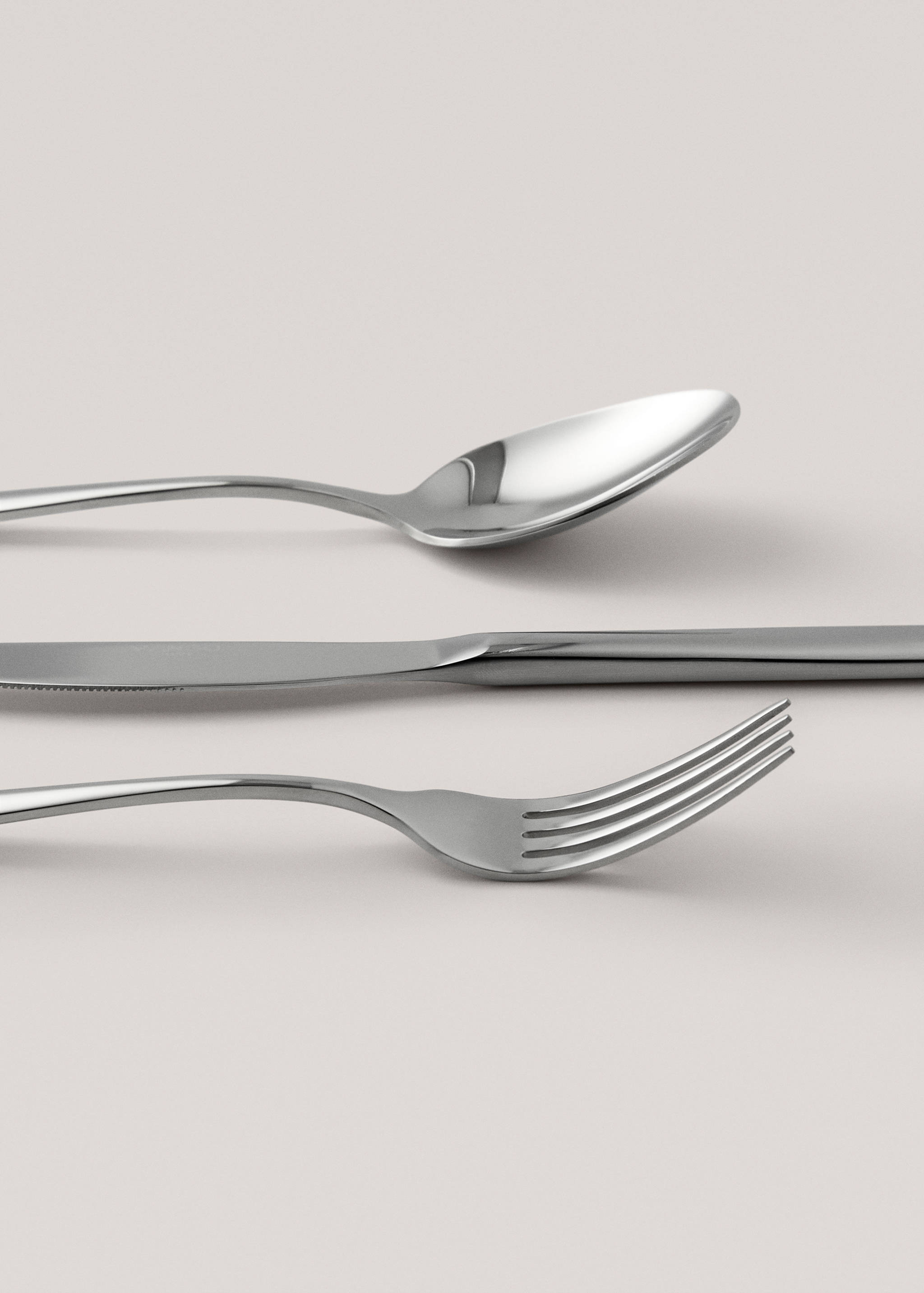 3-piece cutlery set in stainless steel with slim handles - Details of the article 3