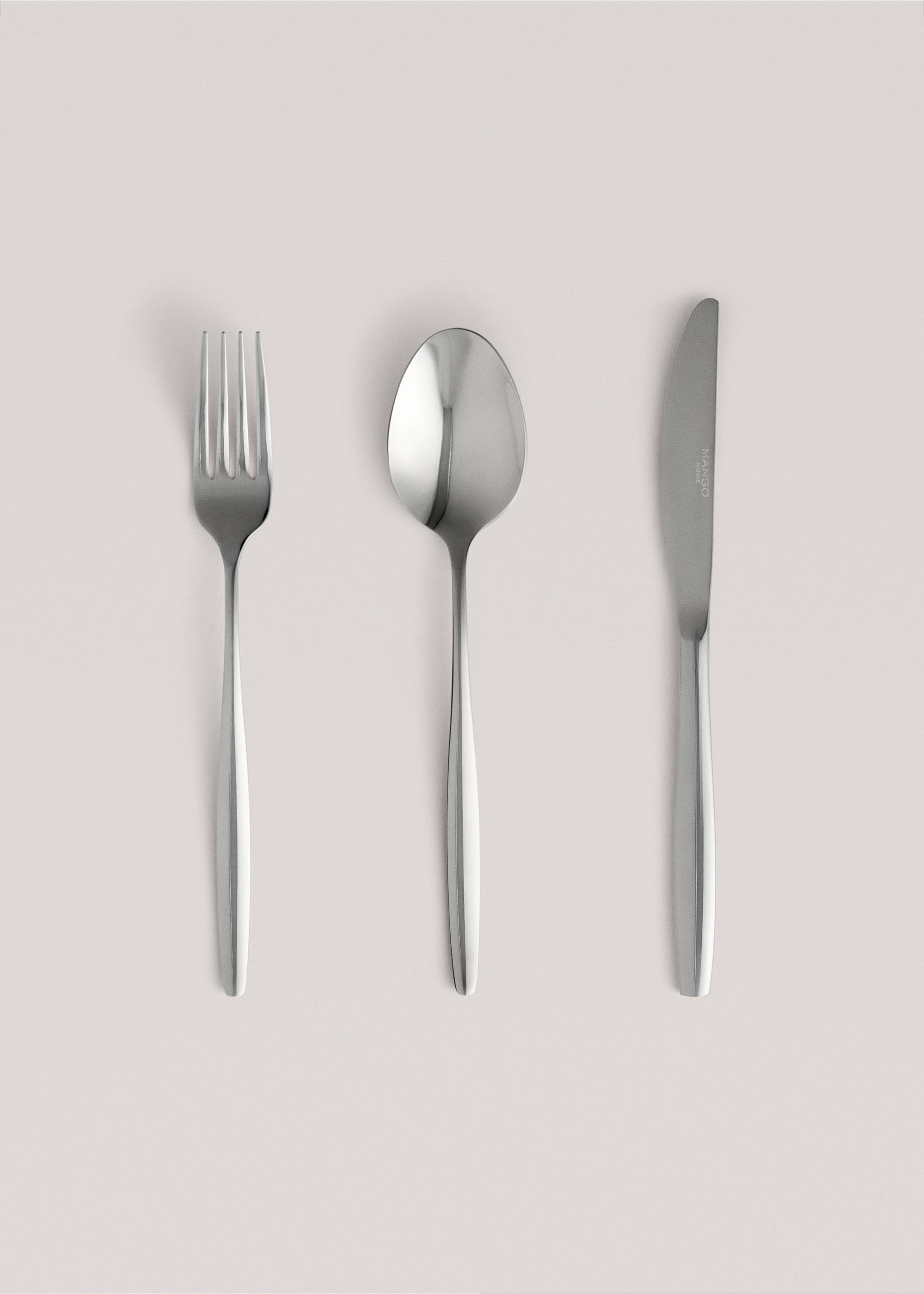 3-piece cutlery set in stainless steel with slim handles - Article without model, Silver. Ref: 87033289-00.