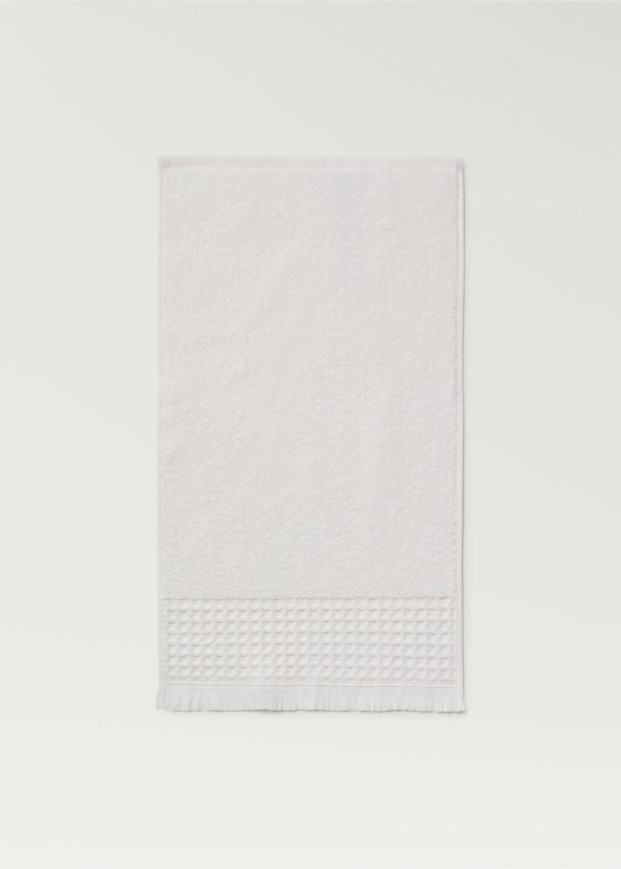 Serviette invité bordure gaufrée à franges - Détail de l'article 4, Blanc cassé. Ref: 87033302-00.