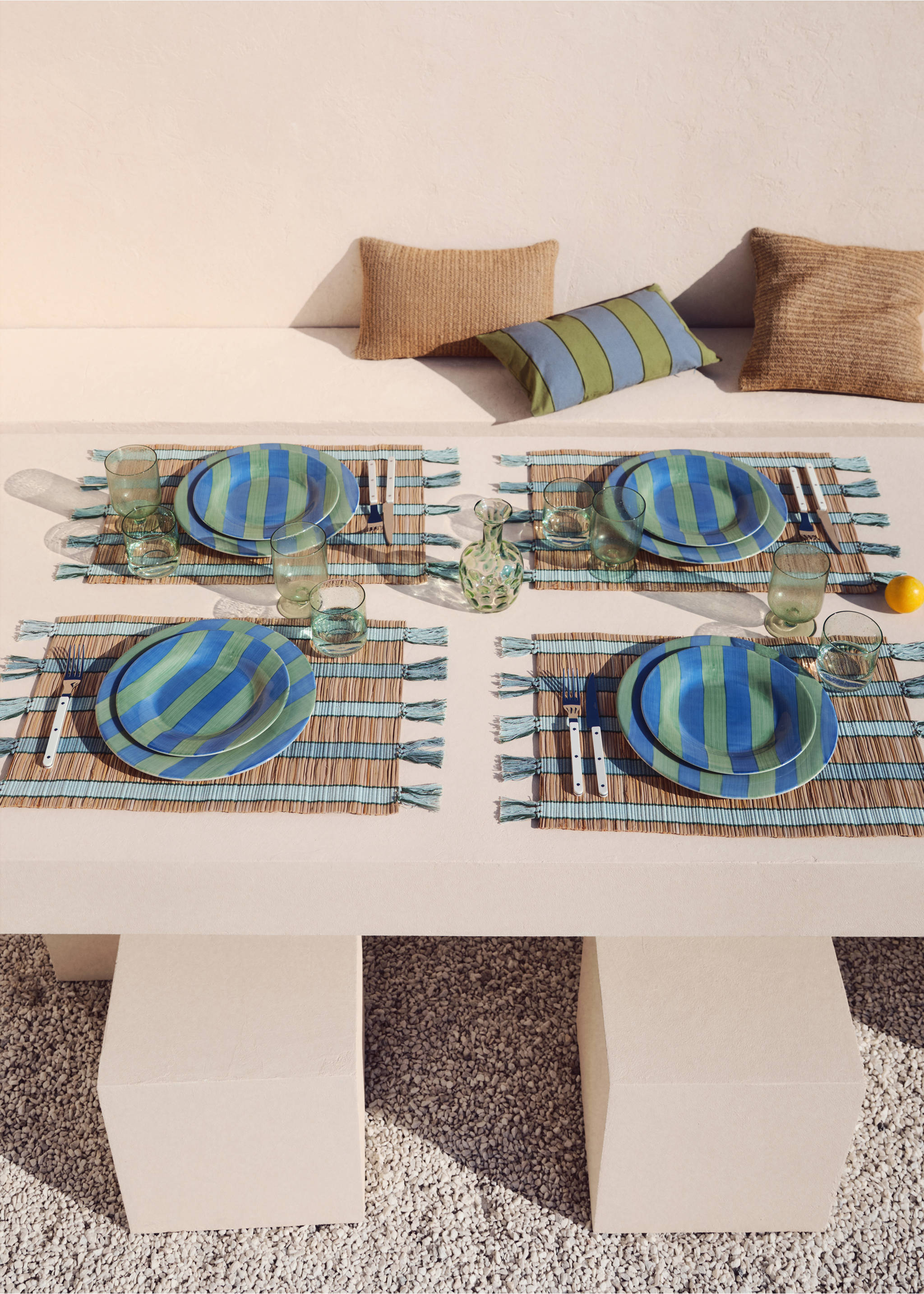 Striped raffia placemats - General plane, Sand. Ref: 87033318-00.