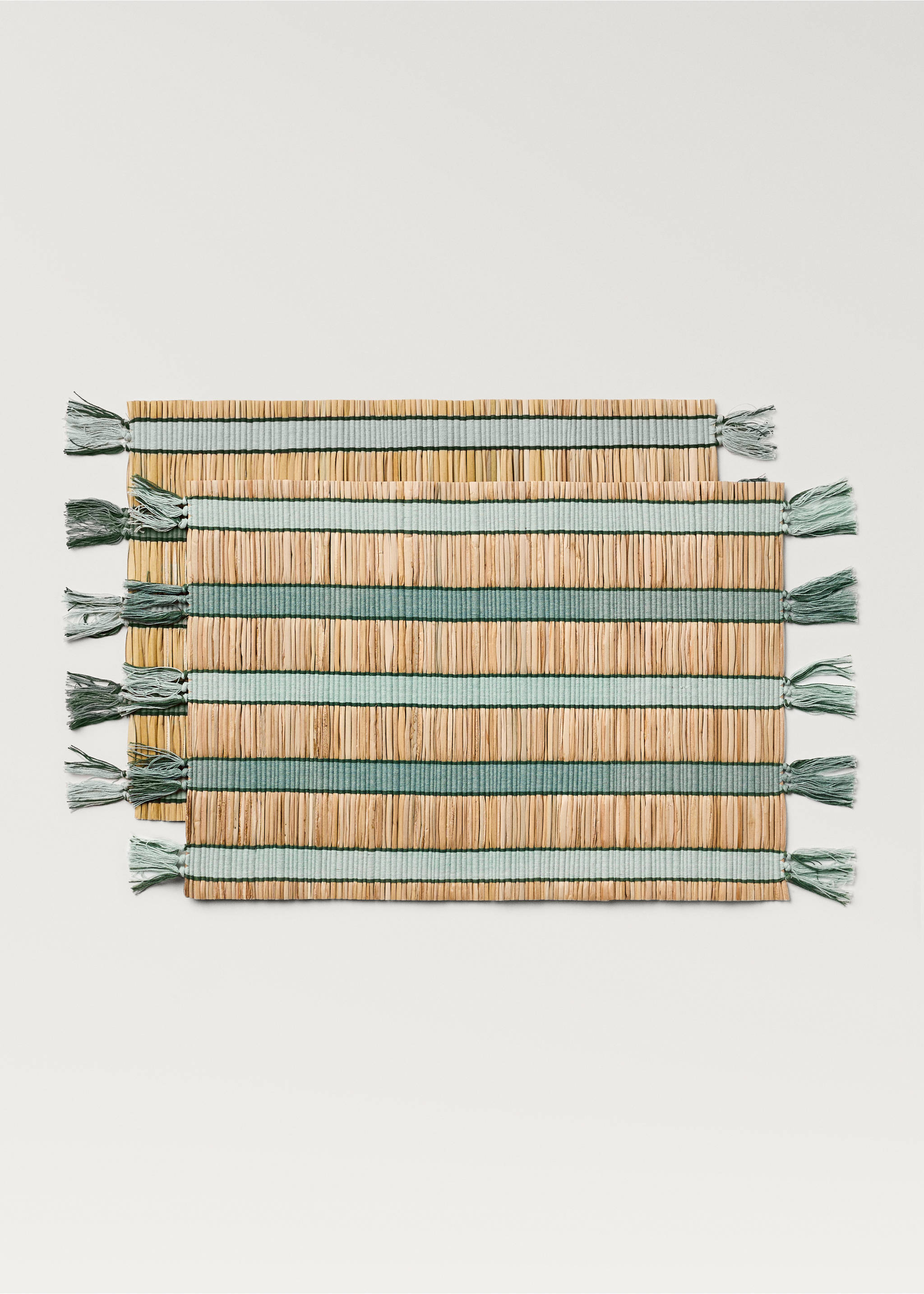 Striped raffia placemats - Article without model, Sand. Ref: 87033318-00.