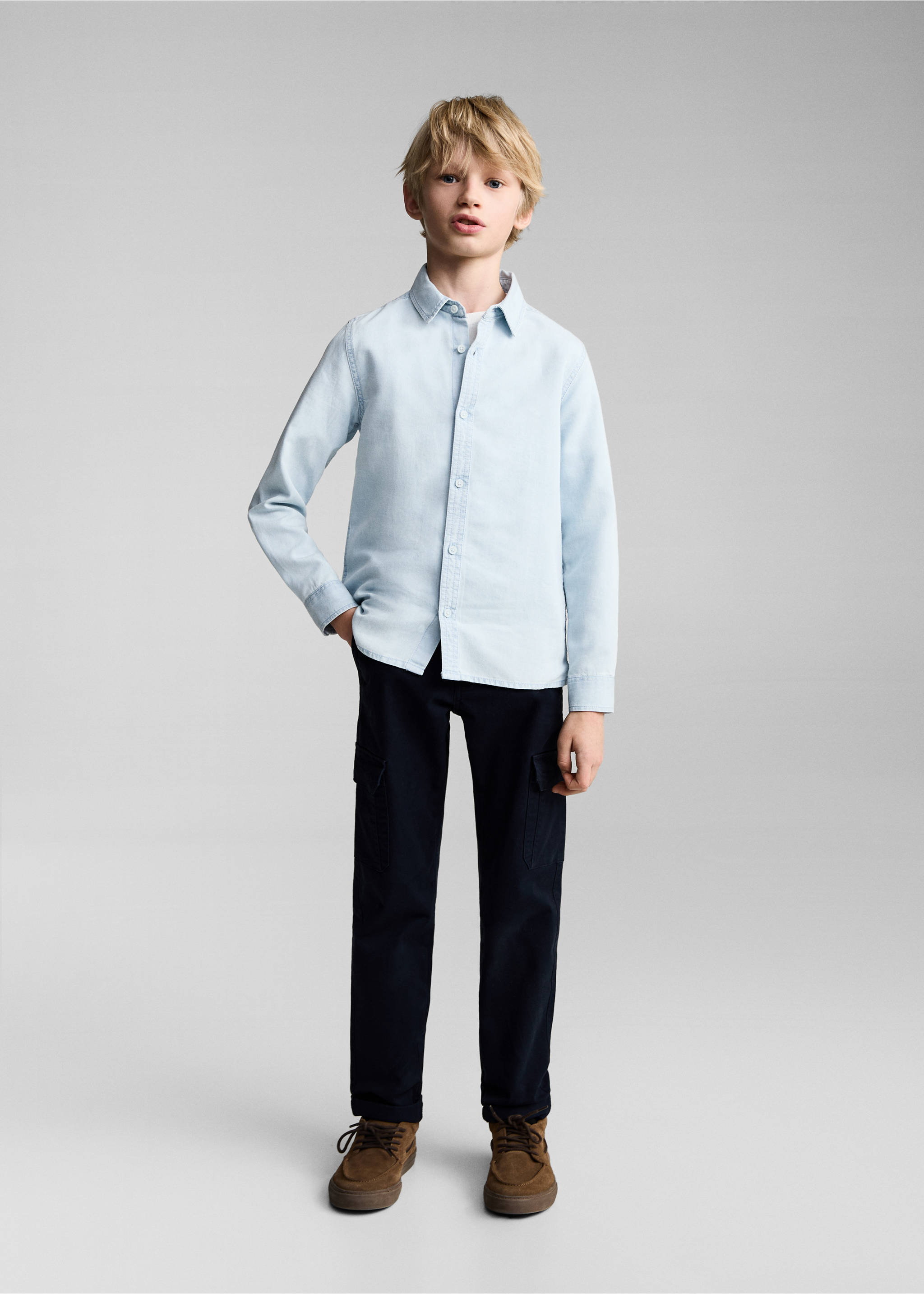 Slim-fit denim shirt - General plane, Light Blue. Ref: 87033636-00.