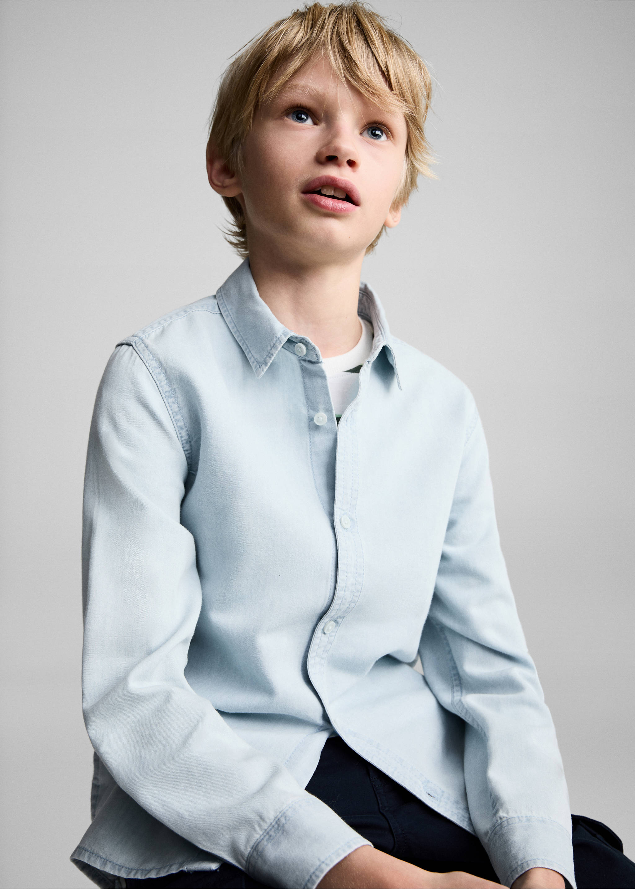 Slim-fit denim shirt - Medium plane, Light Blue. Ref: 87033636-00.