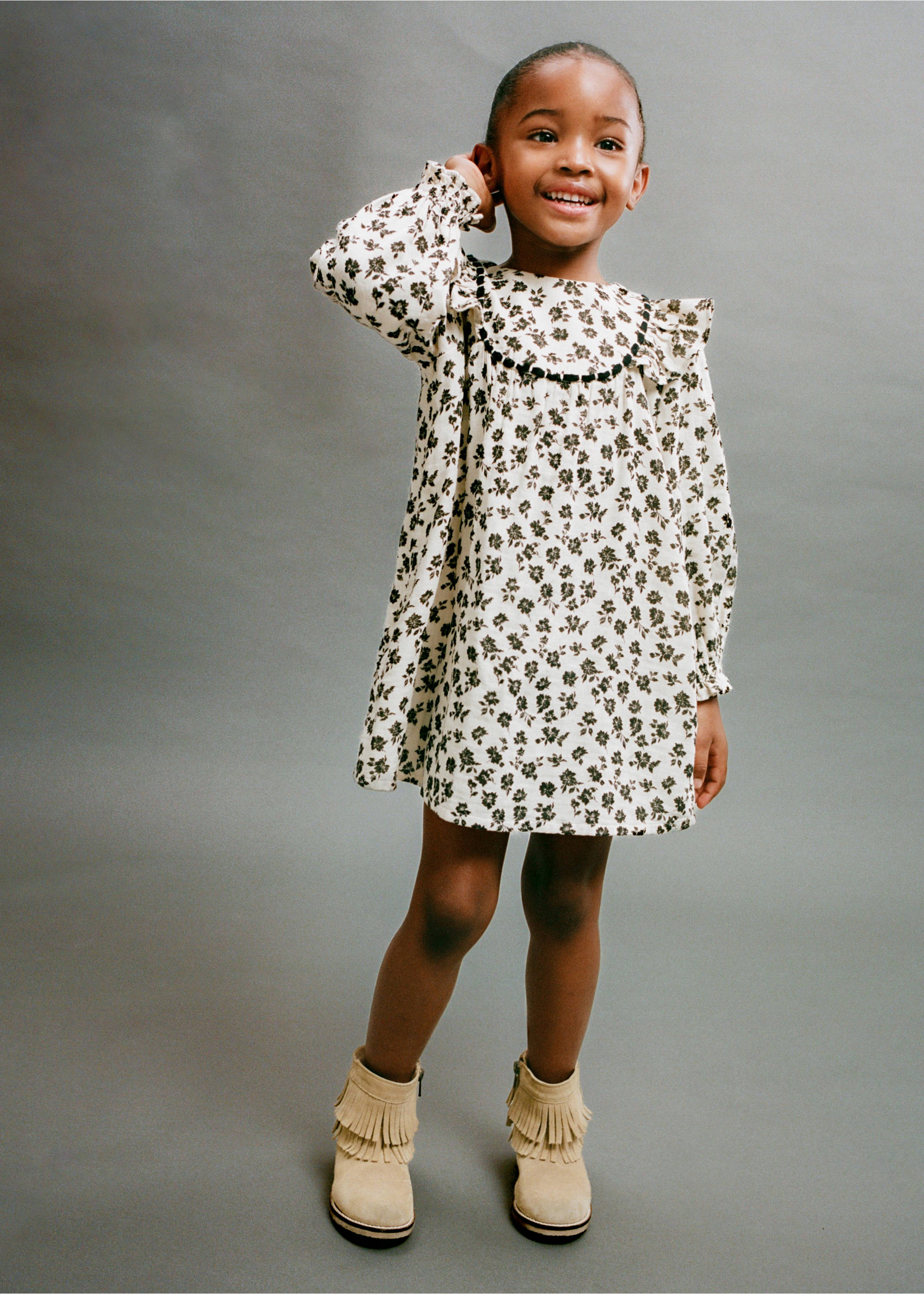 Robe coton imprimée - Détail de l'article 5, Écru. Ref: 87033637-00.