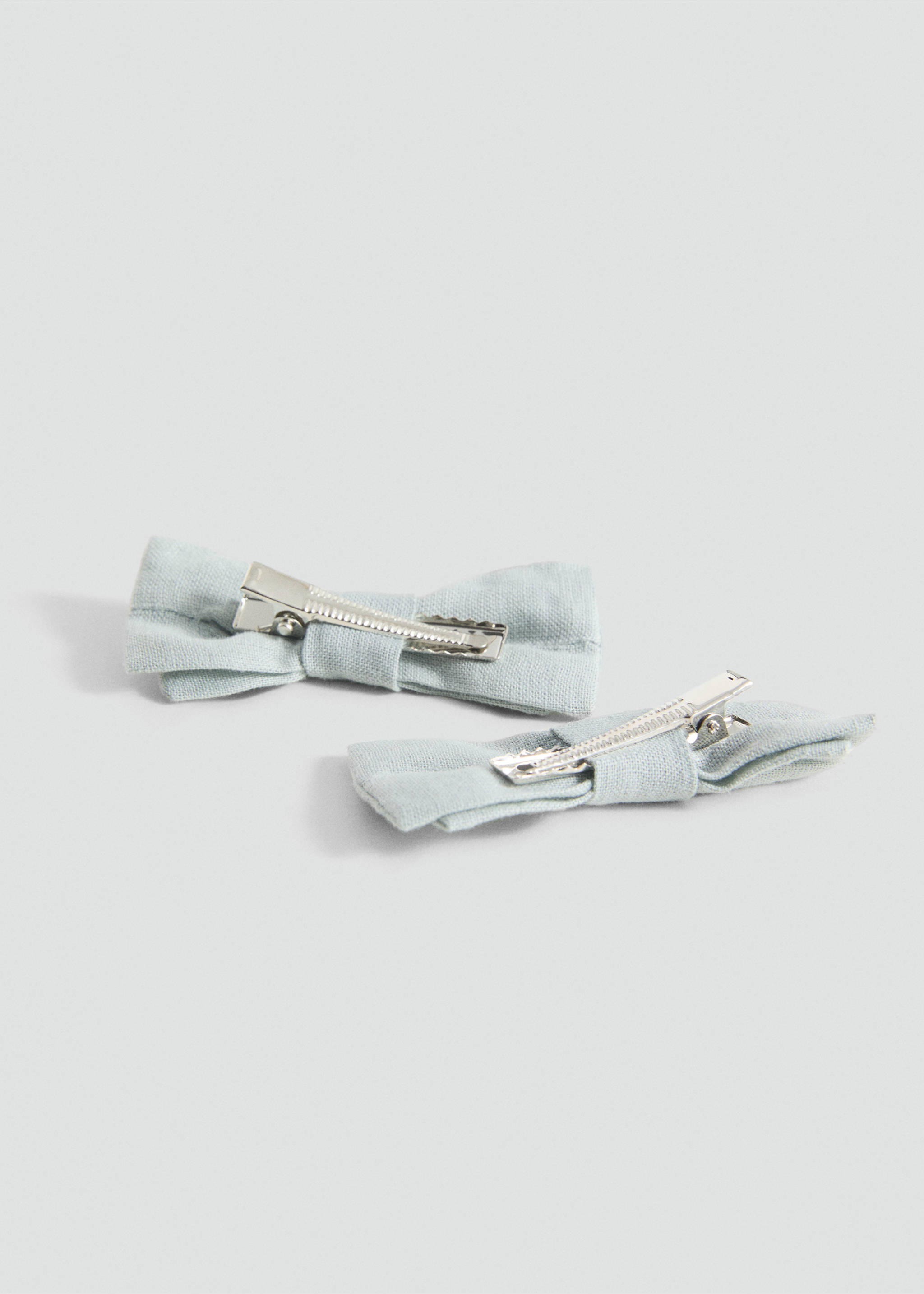 2er-Pack Schleifen-Haarspangen aus Leinen - Mittlere Ansicht, Wassergrün. Ref: 87033644-00.