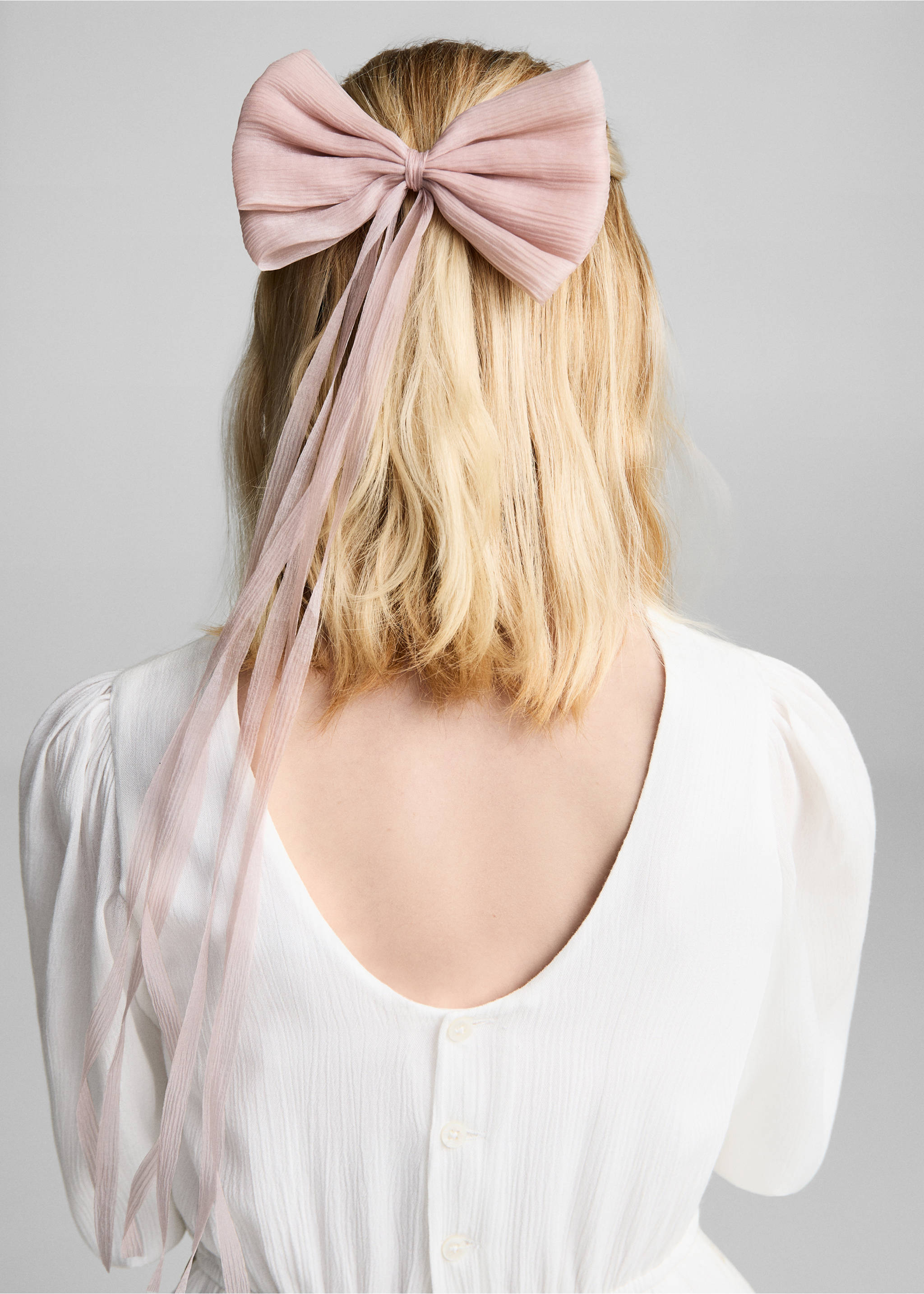Gancho de cabelo com laço - Plano geral, Rosa-pálido. Ref: 87033651-00.