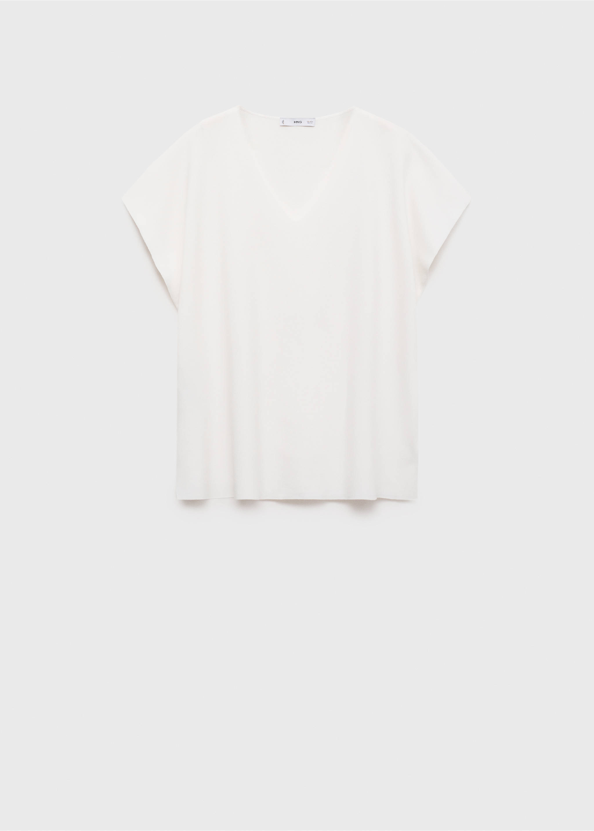 V-neck knit top - Article without model, White. Ref: 87034064-00.