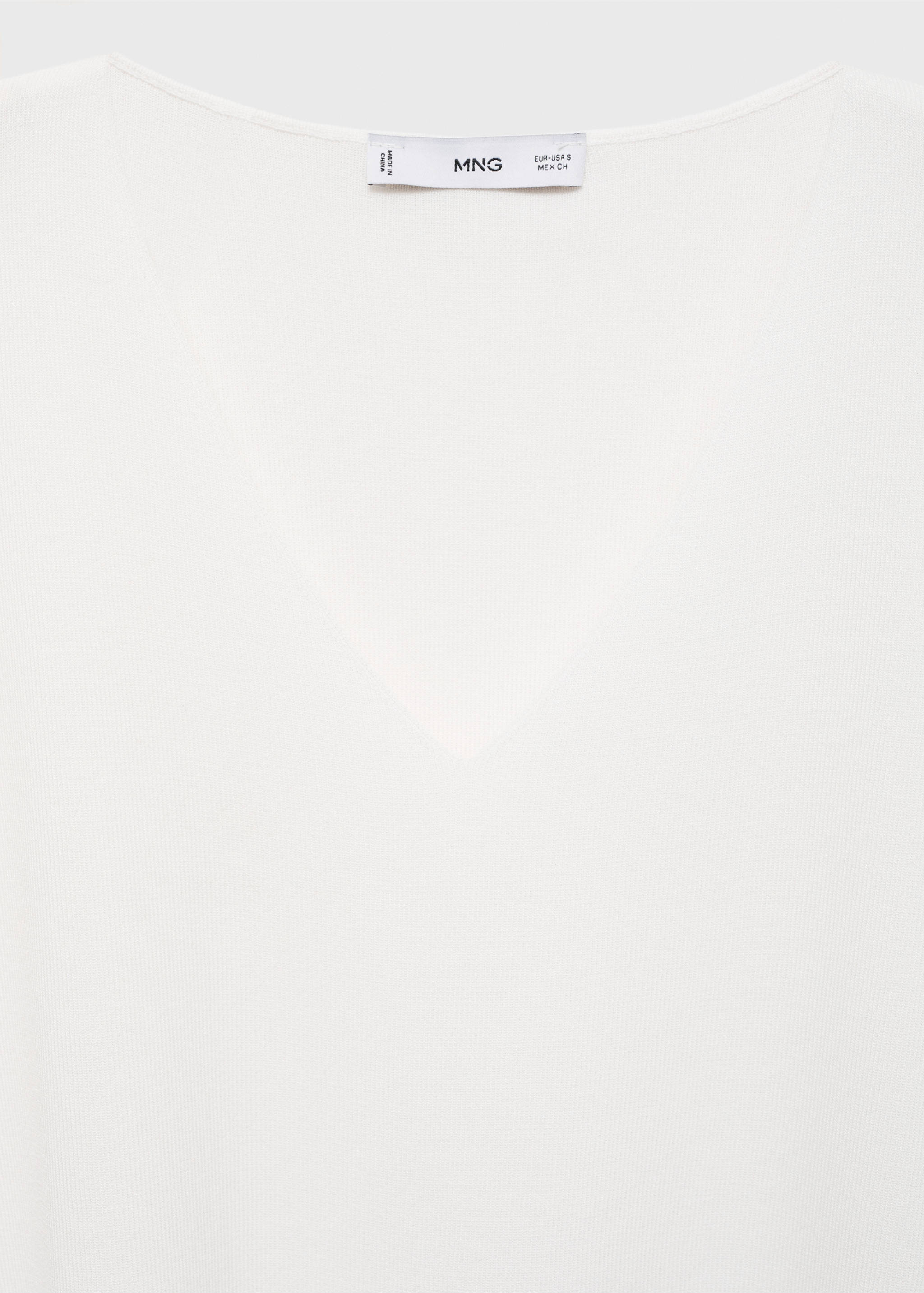 V-neck knit top - Details of the article 8, White. Ref: 87034064-00.