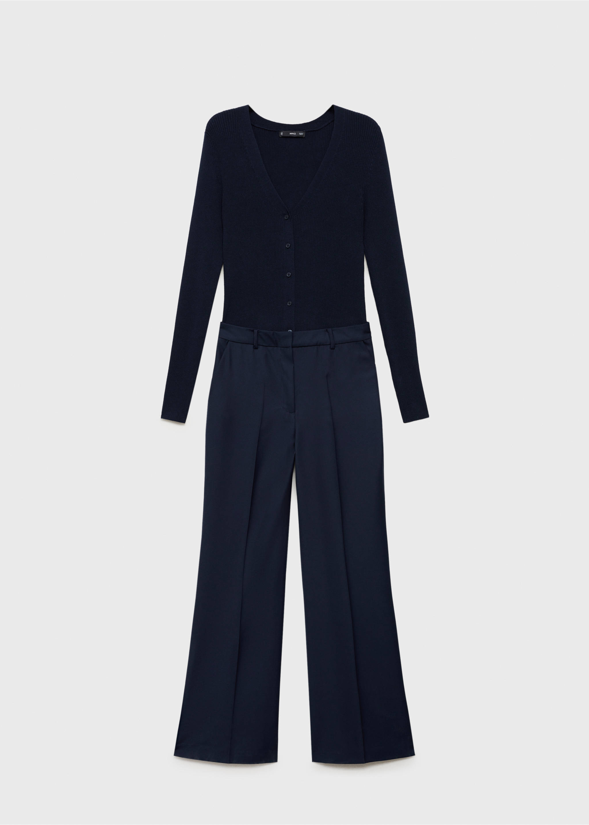Contrast-bodice long jumpsuit - Article without model, Dark Navy. Ref: 87034065-00.