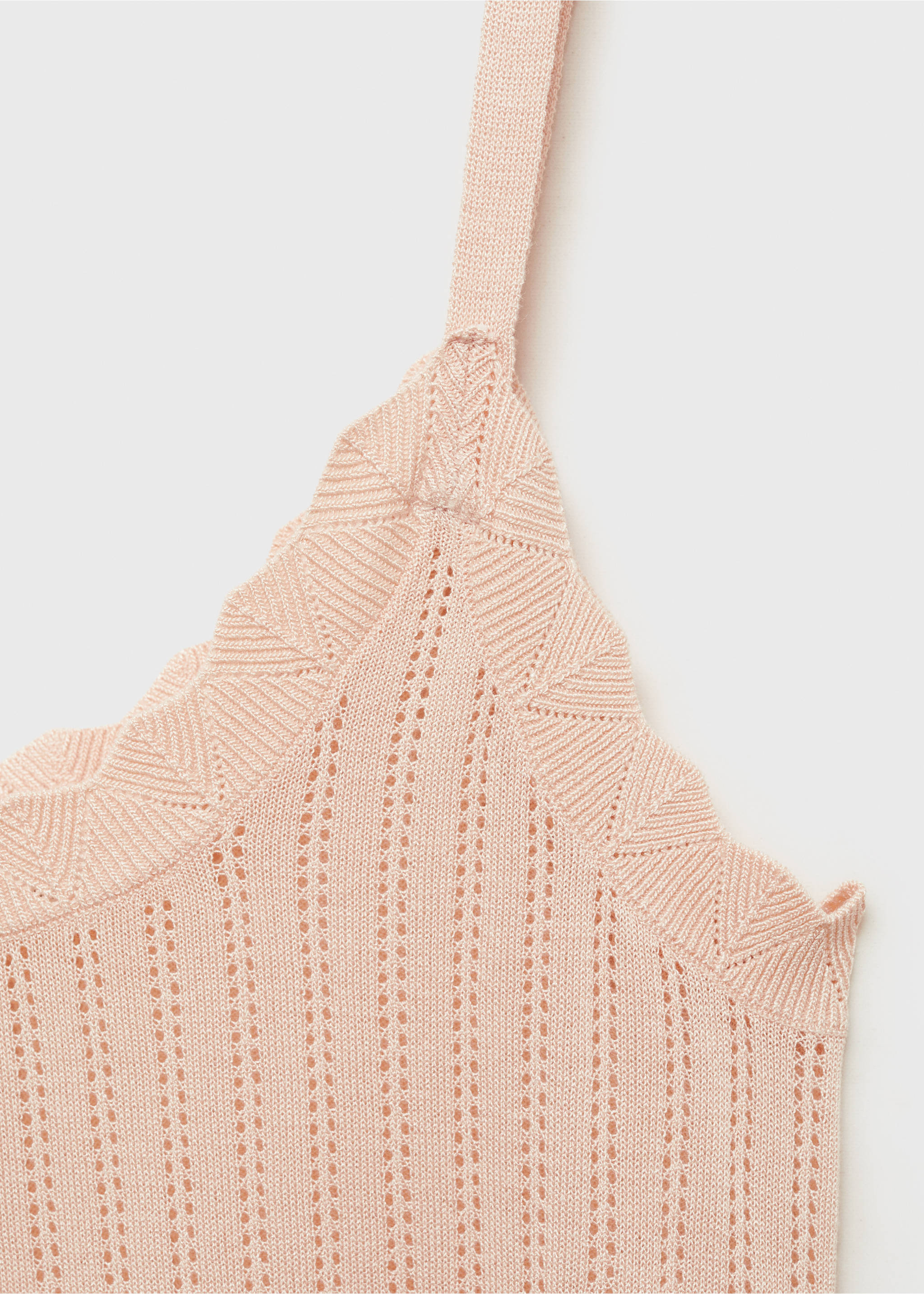 Nightgown with pointelle detail - Details of the article 8, Salmon. Ref: 87034066-00.