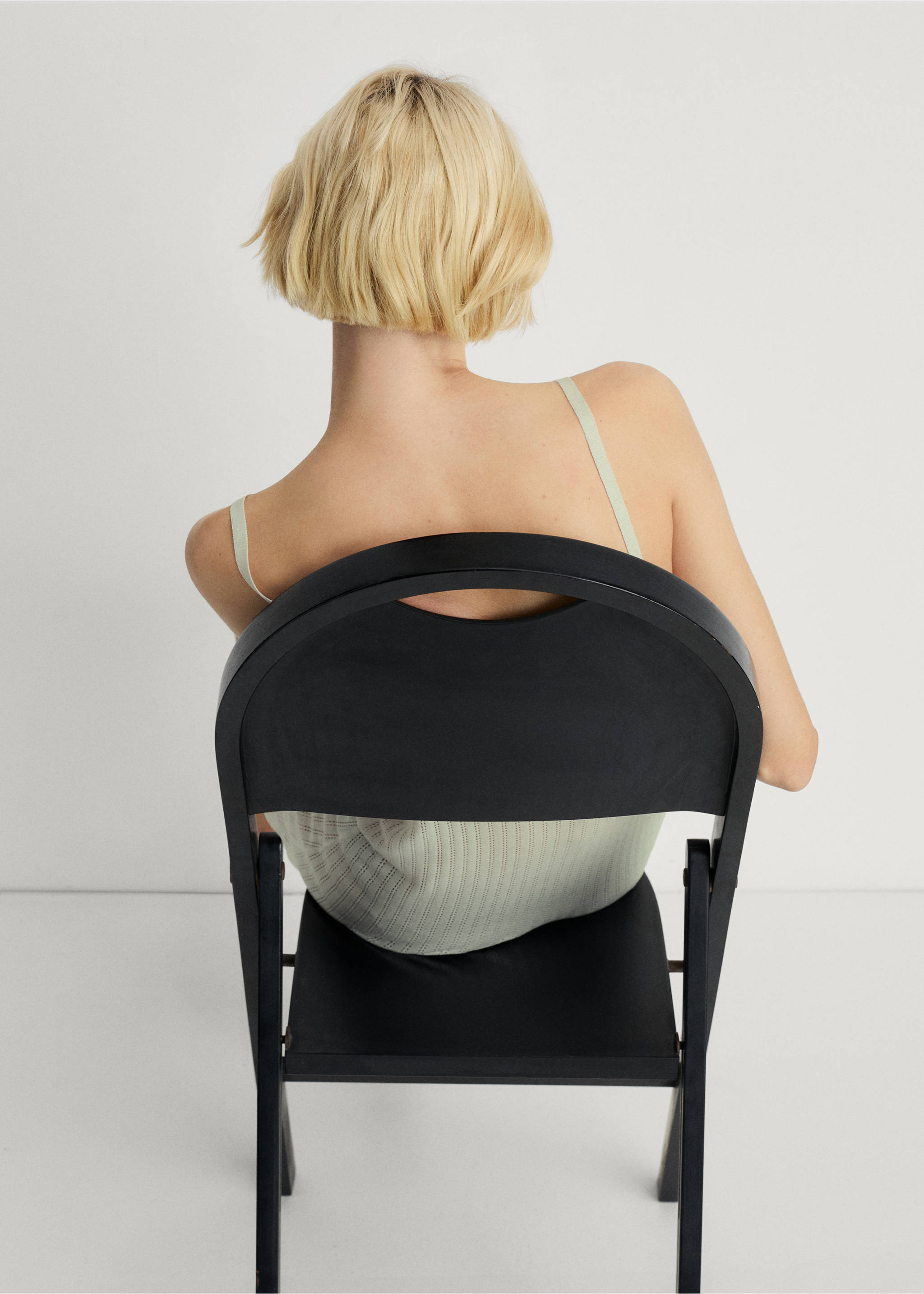 Nightgown with pointelle detail - Details of the article 2, Aqua Green. Ref: 87034066-00.