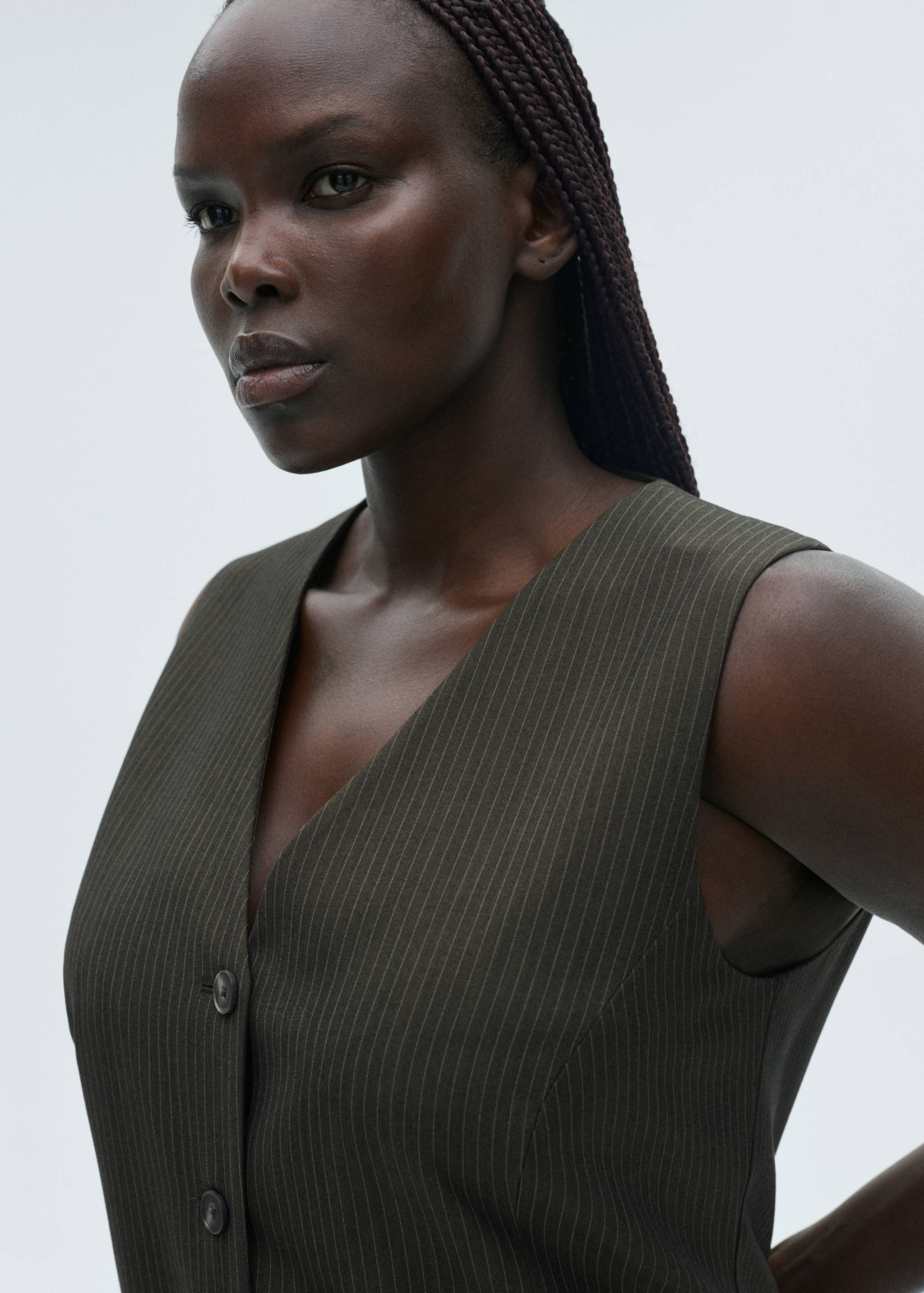 Pinstripe jumpsuit with belt - Details of the article 4