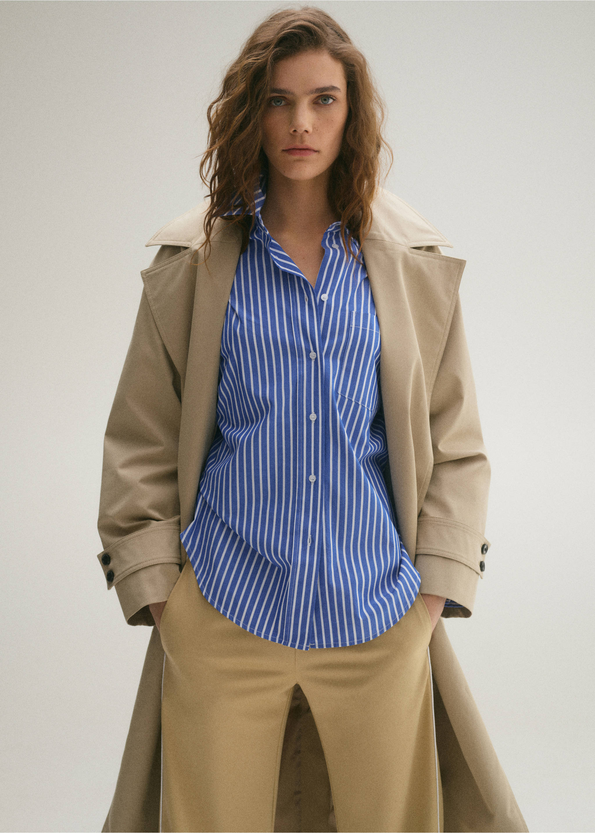 Combined striped shirt - Medium plane, Blue. Ref: 87034070-00.