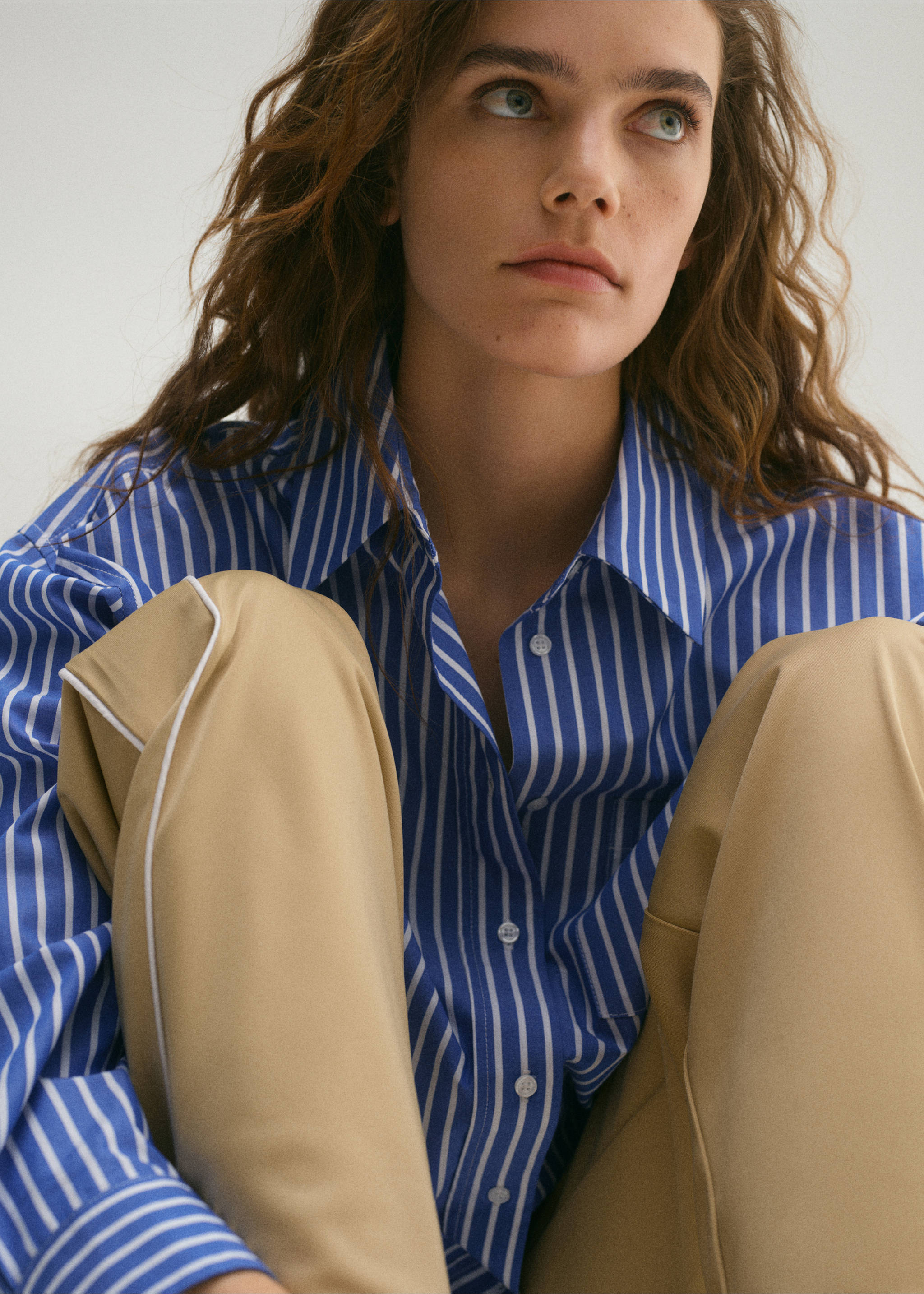 Combined striped shirt - Details of the article 2, Blue. Ref: 87034070-00.