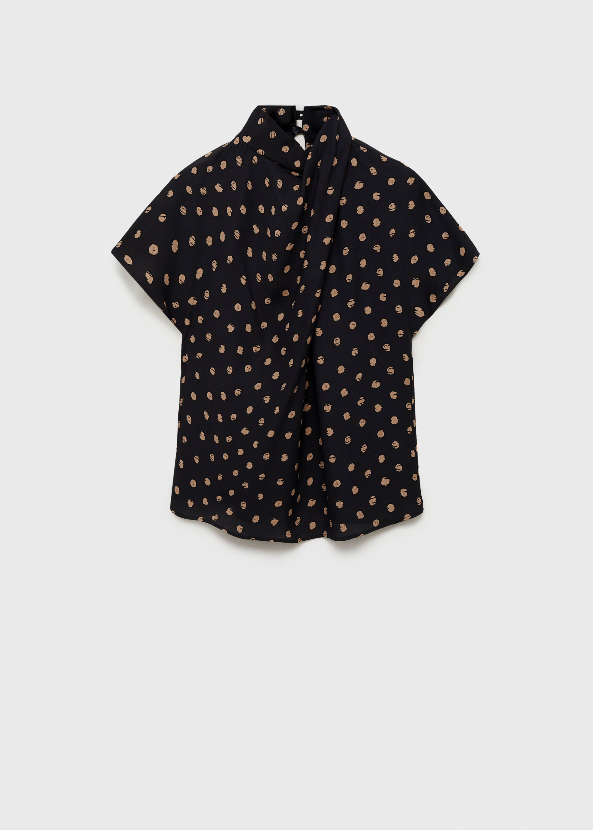 Polka-dot blouse with draped collar - Article without model, Black. Ref: 87034071-00.