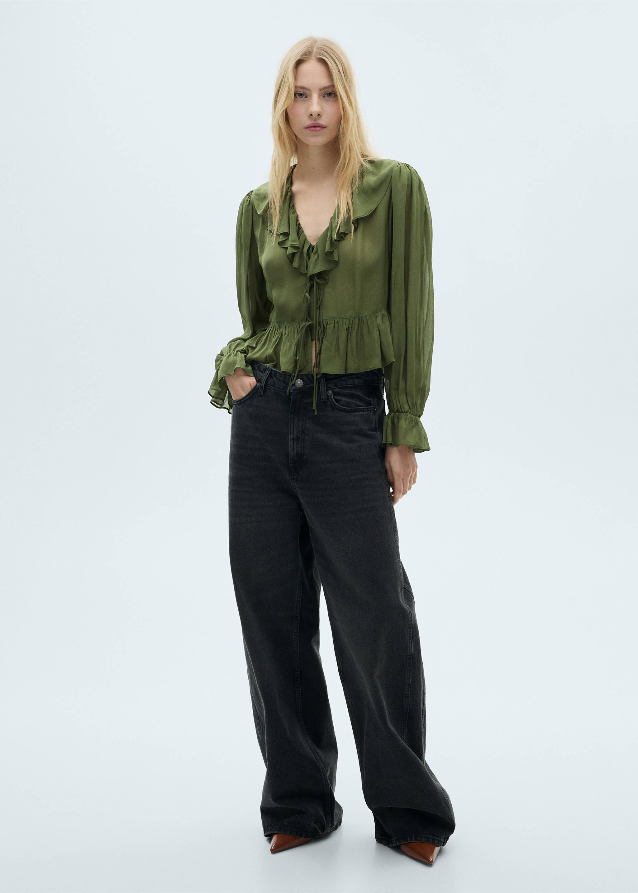 Rüschenbluse - Allgemeine Ansicht, Khaki. Ref: 87034073-00.