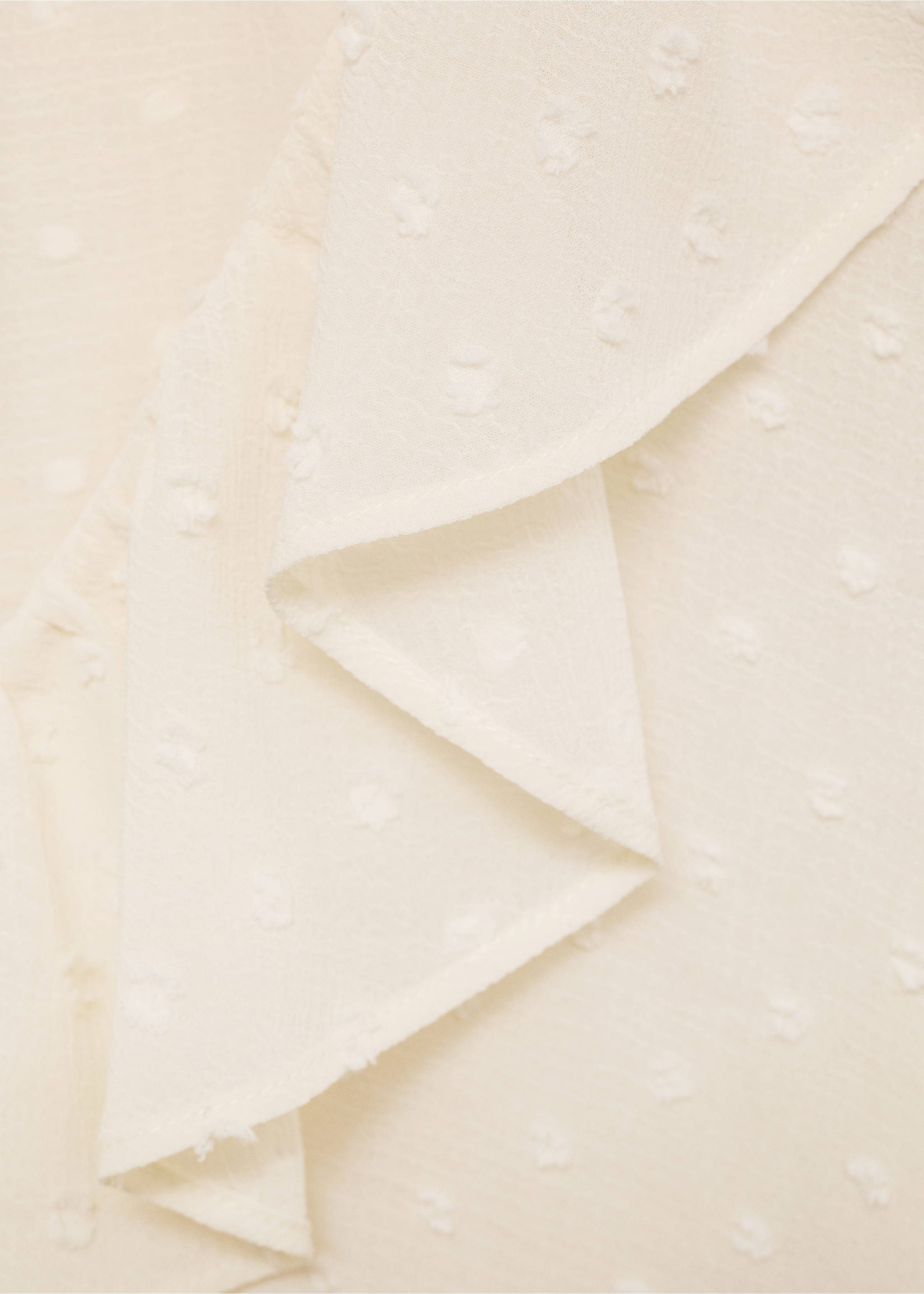 Ruffled blouse with bow closure - Details of the article 0, Ecru. Ref: 87034074-00.
