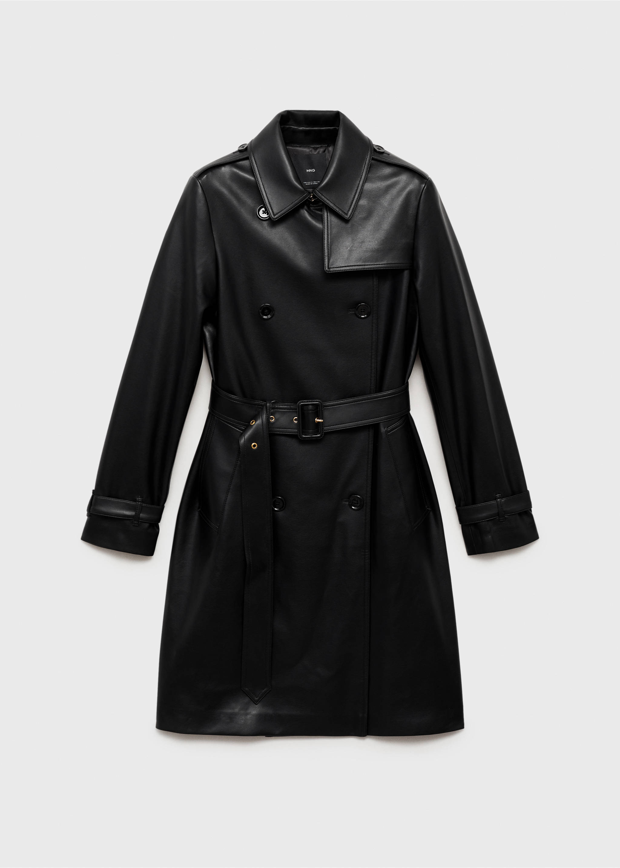 Faux-leather trench coat - Article without model, Black. Ref: 87034077-00.