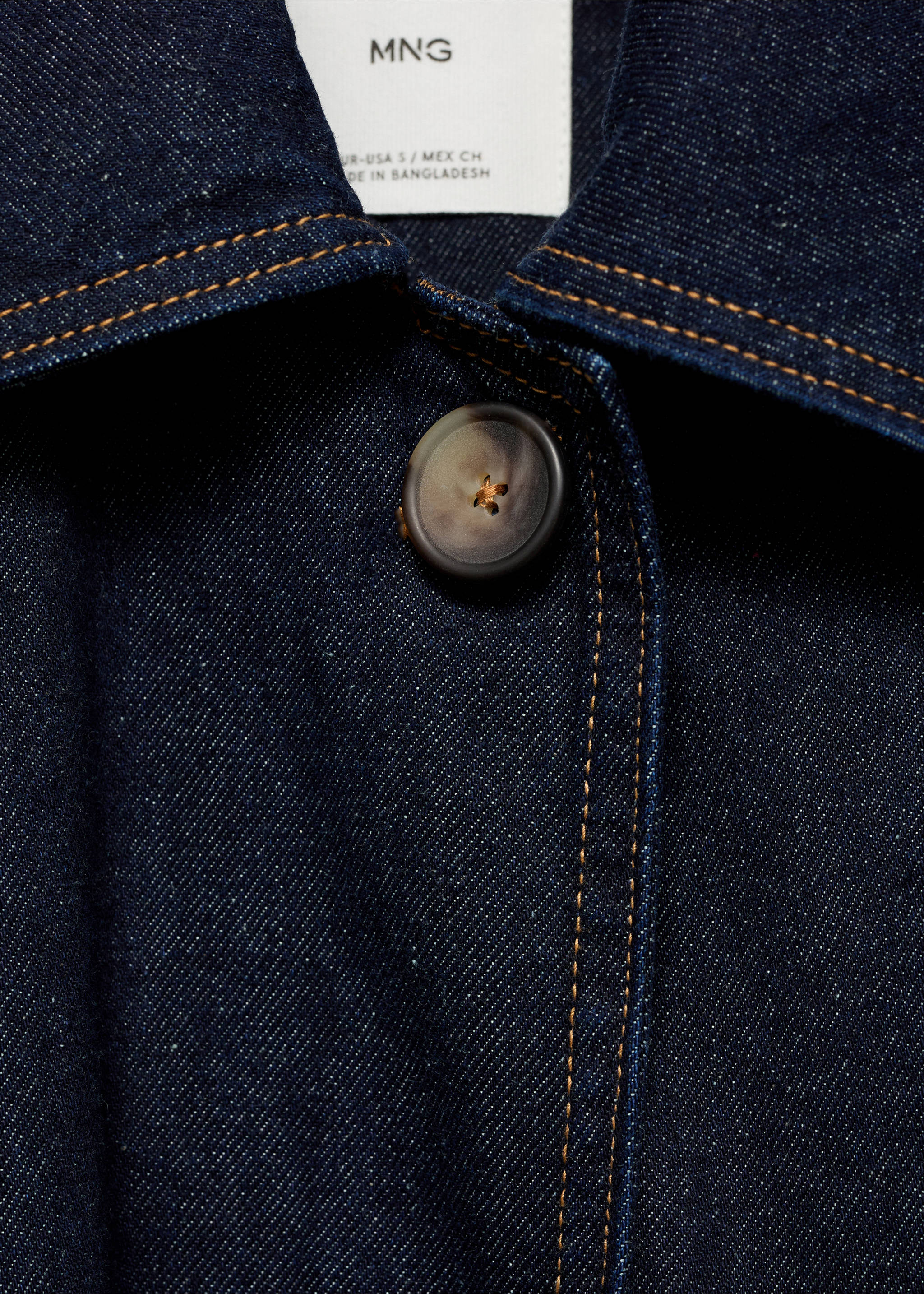 Long rinse-wash denim trench coat - Details of the article 0, Open Blue. Ref: 87034078-00.