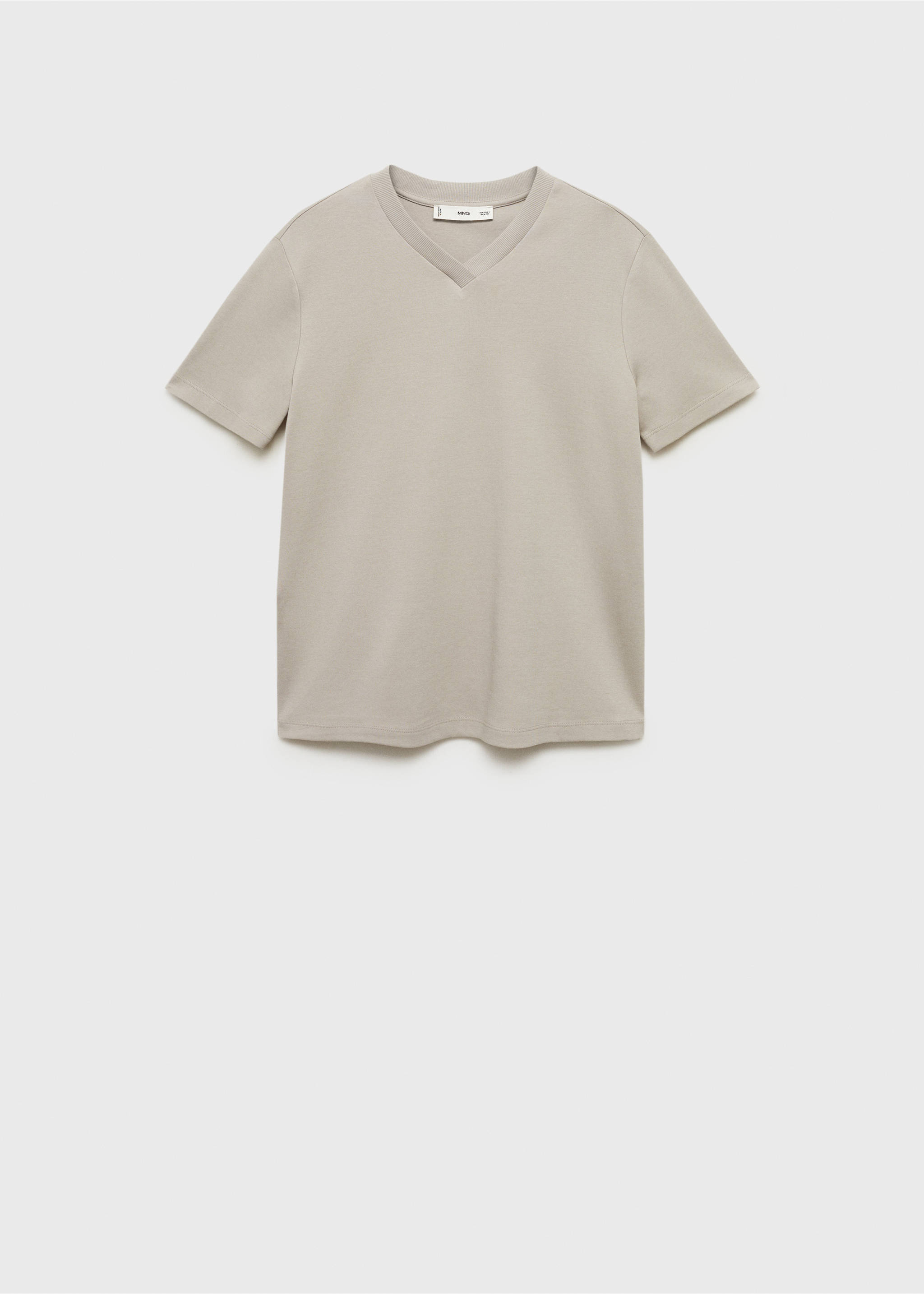 Baumwoll-T-Shirt, V-Ausschnitt - Artikel ohne Model, Mittelbraun. Ref: 87034079-00.