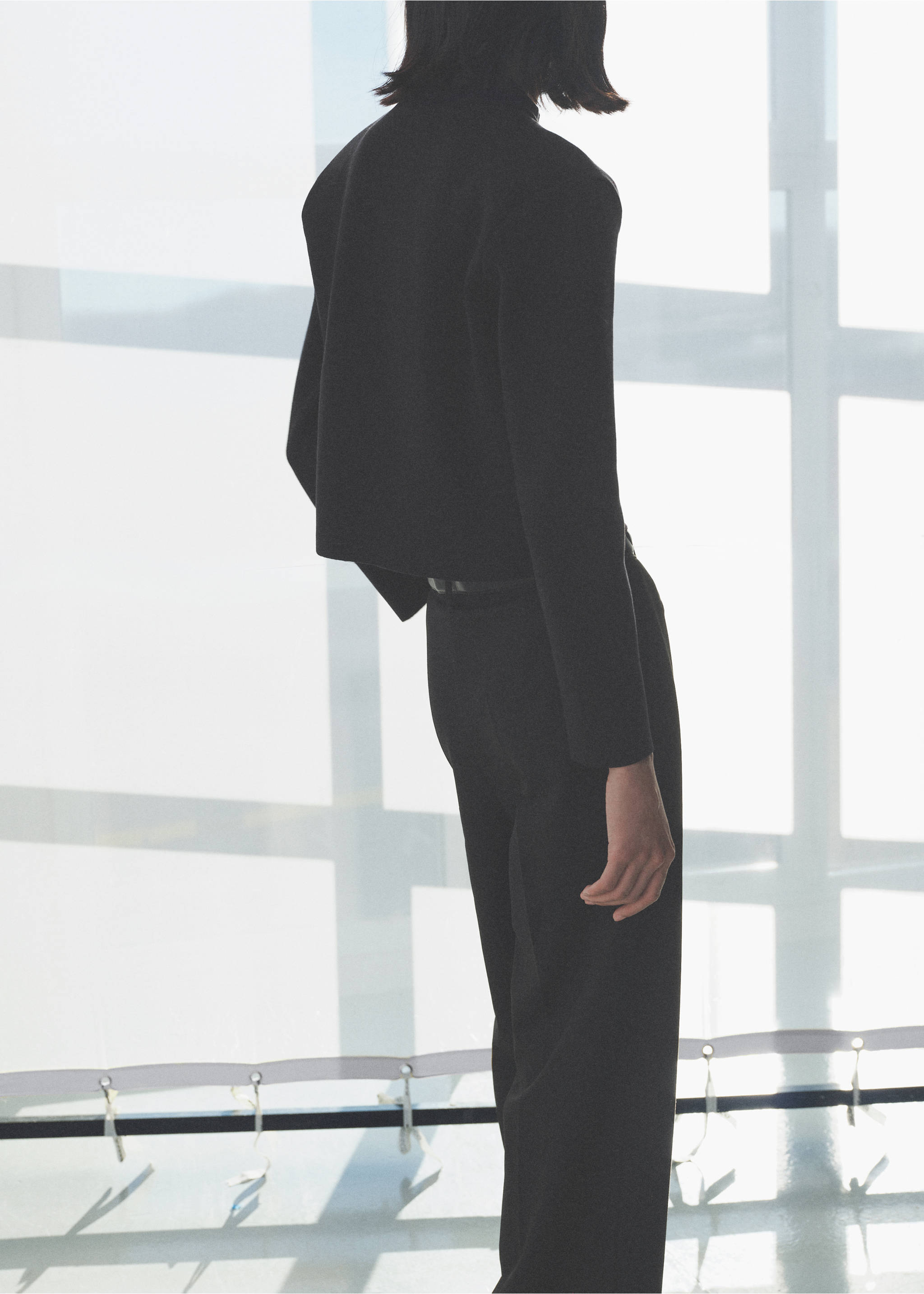 Jacket with jewel-button strip collar - Reverse of the article, Black. Ref: 87034090-00.