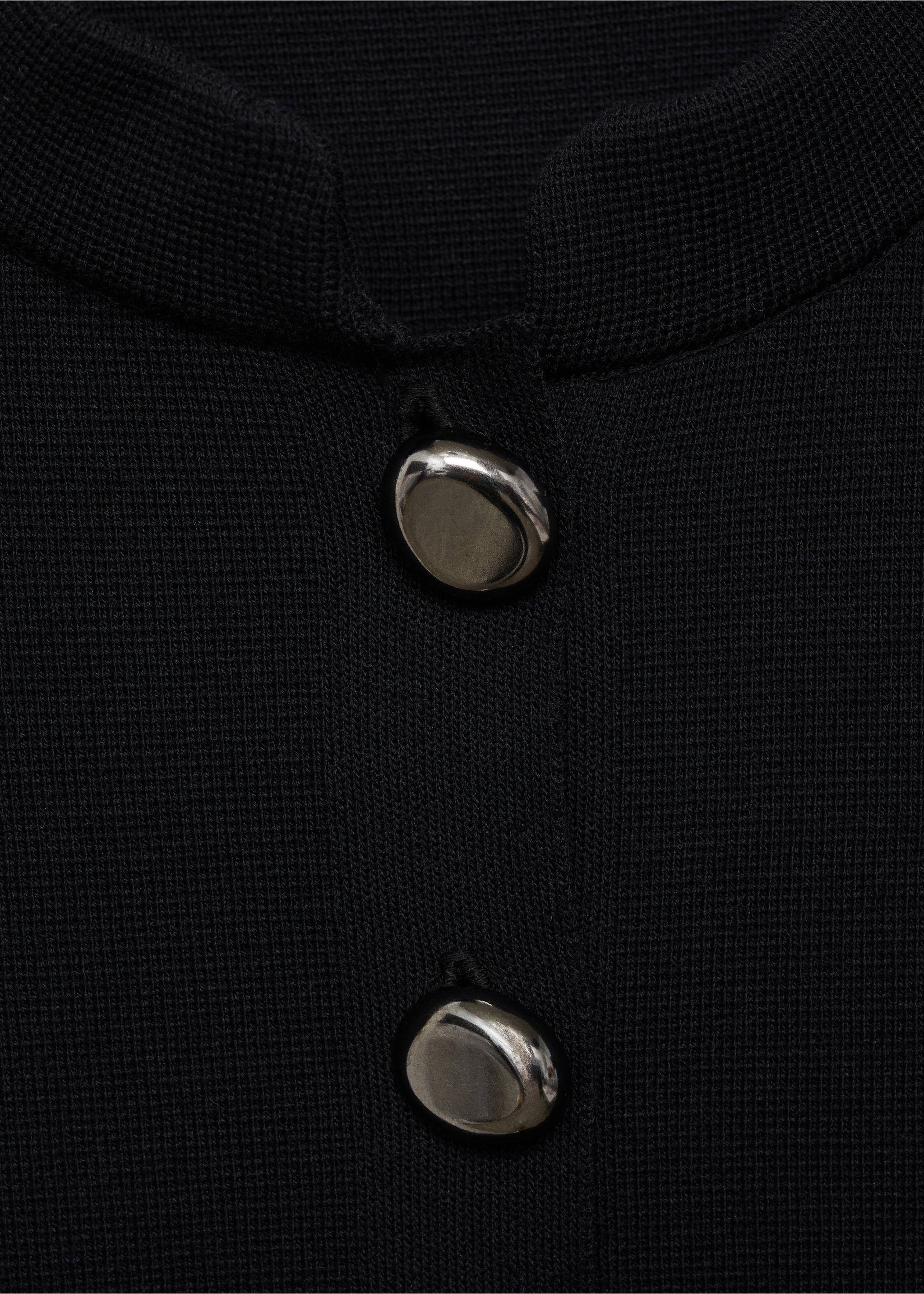 Jacket with jewel-button strip collar - Details of the article 8, Black. Ref: 87034090-00.
