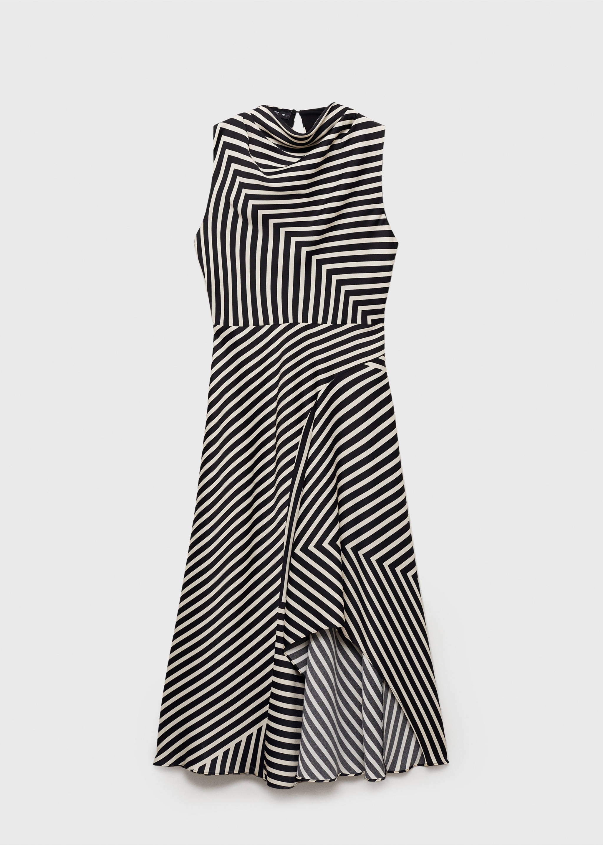 Asymmetrical stripe-print dress - Article without model, Black. Ref: 87034091-00.