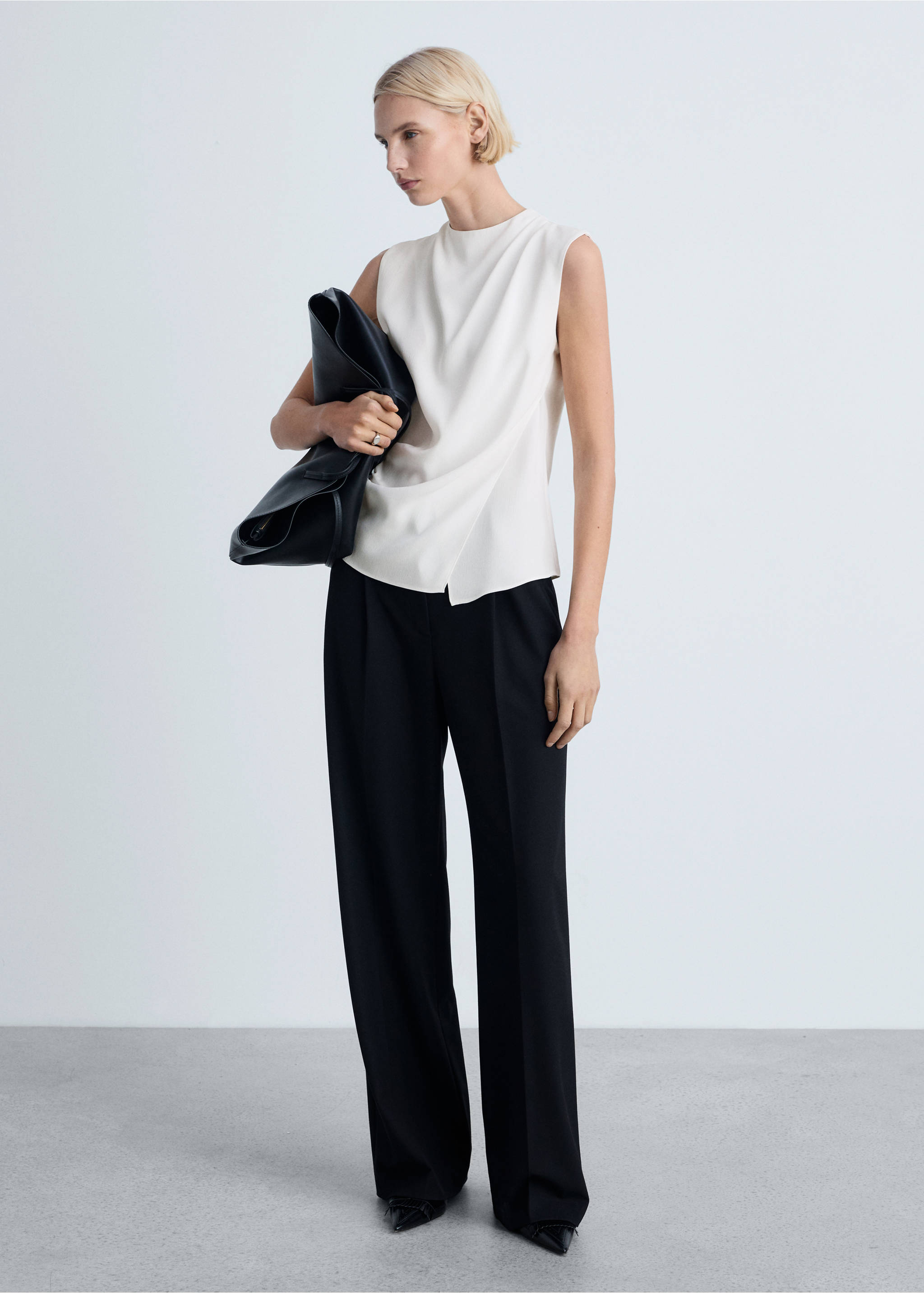 Sleeveless draped blouse - General plane, Off White. Ref: 87034092-00.